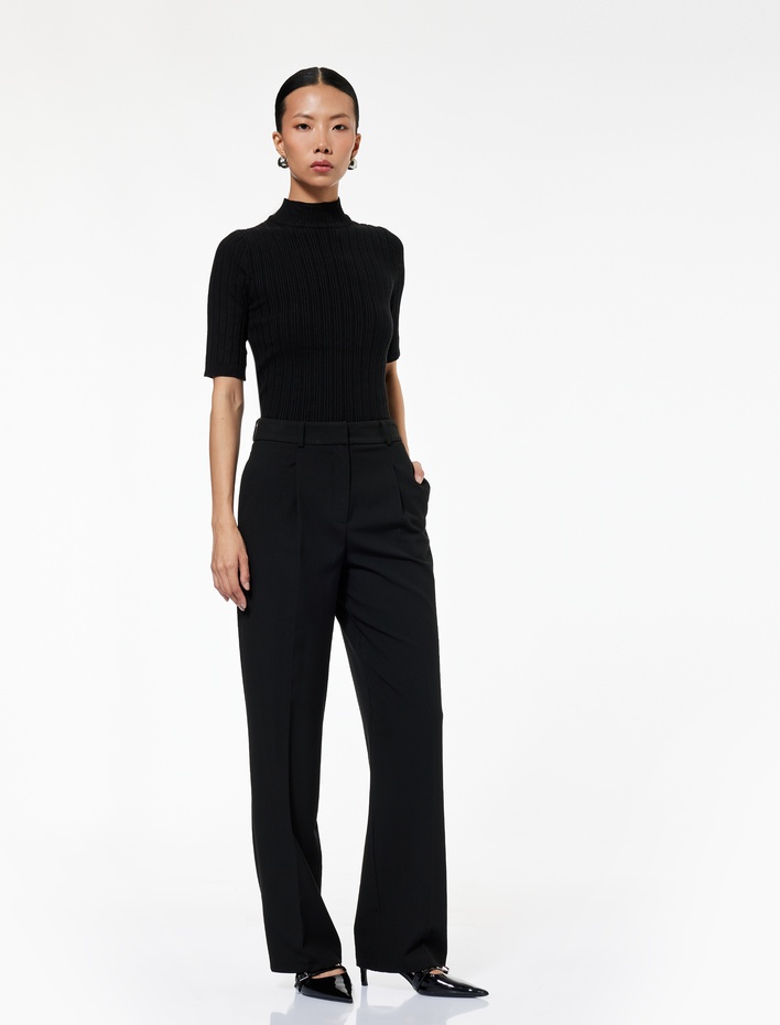  Pile Detaylı Cepli Düz Paça Kumaş Pantolon