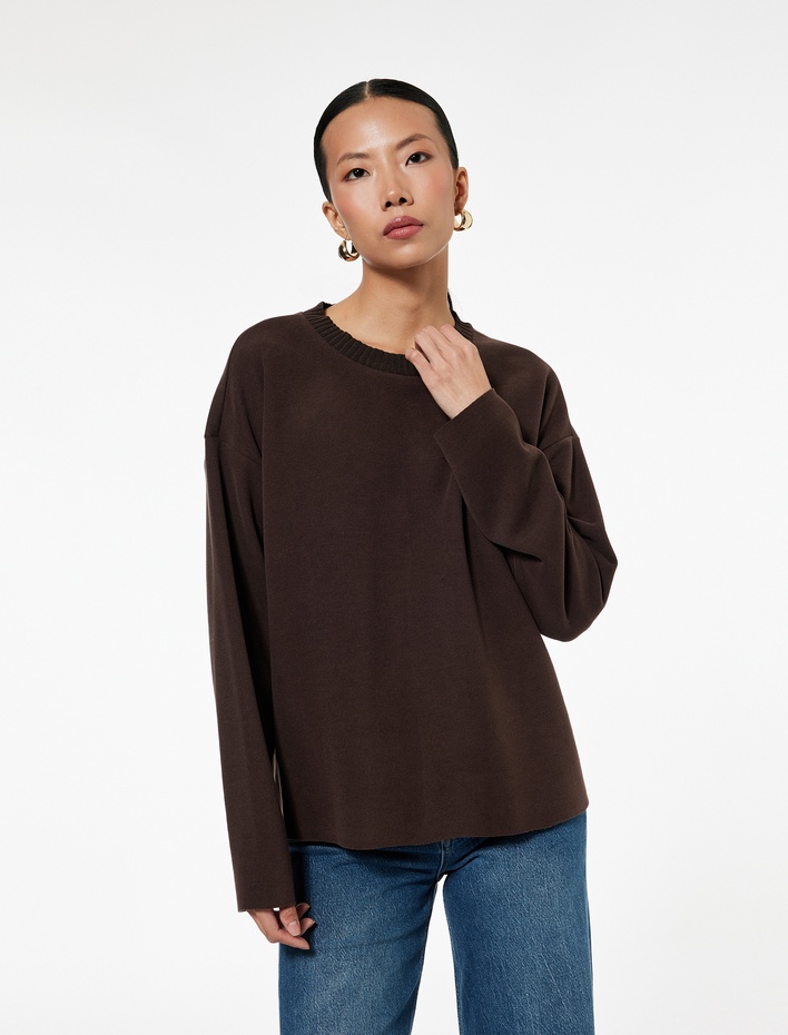  Uzun Kollu Bisiklet Yaka Basic Sweatshirt