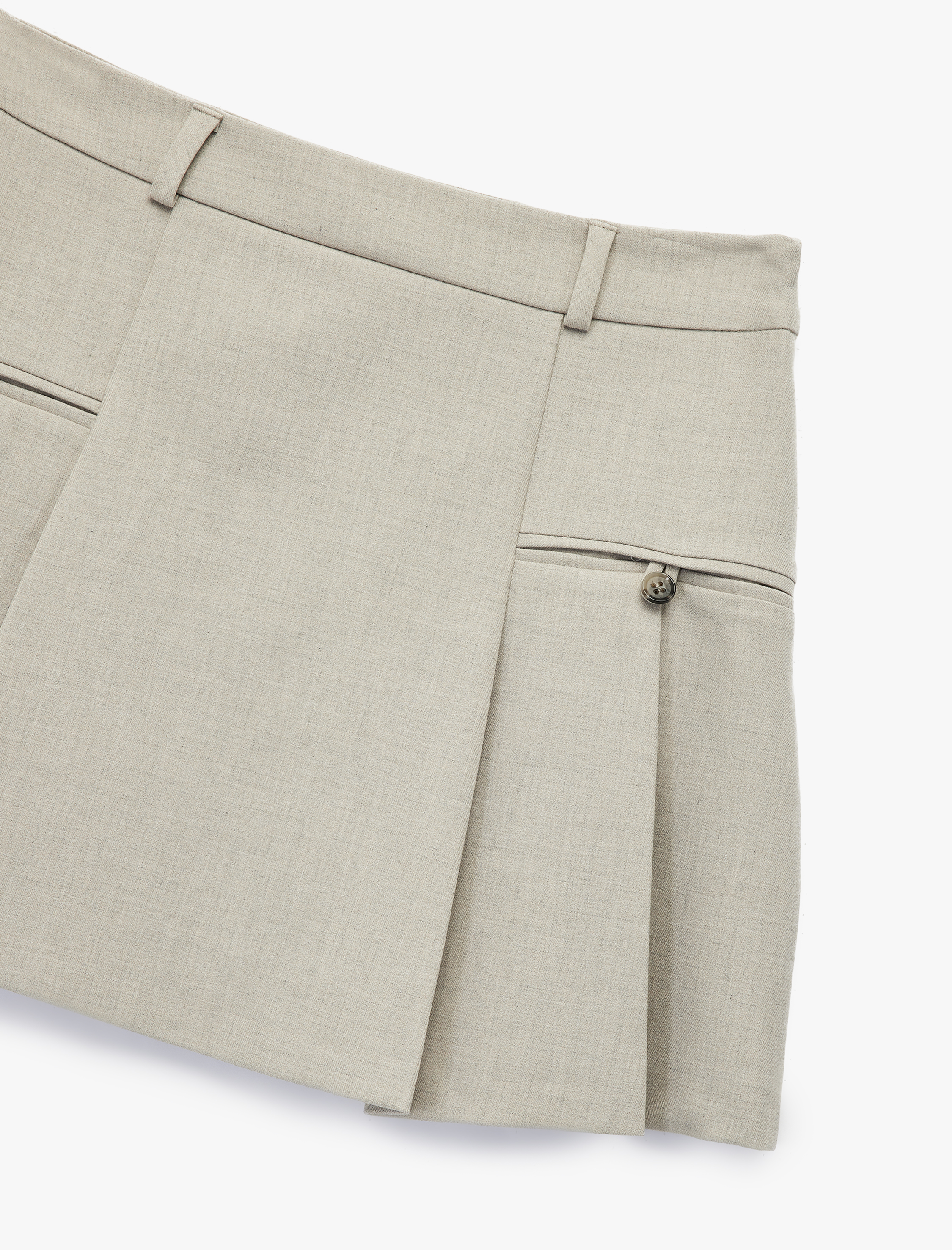   Cep Detaylı A Kesim Pileli Mini Etek