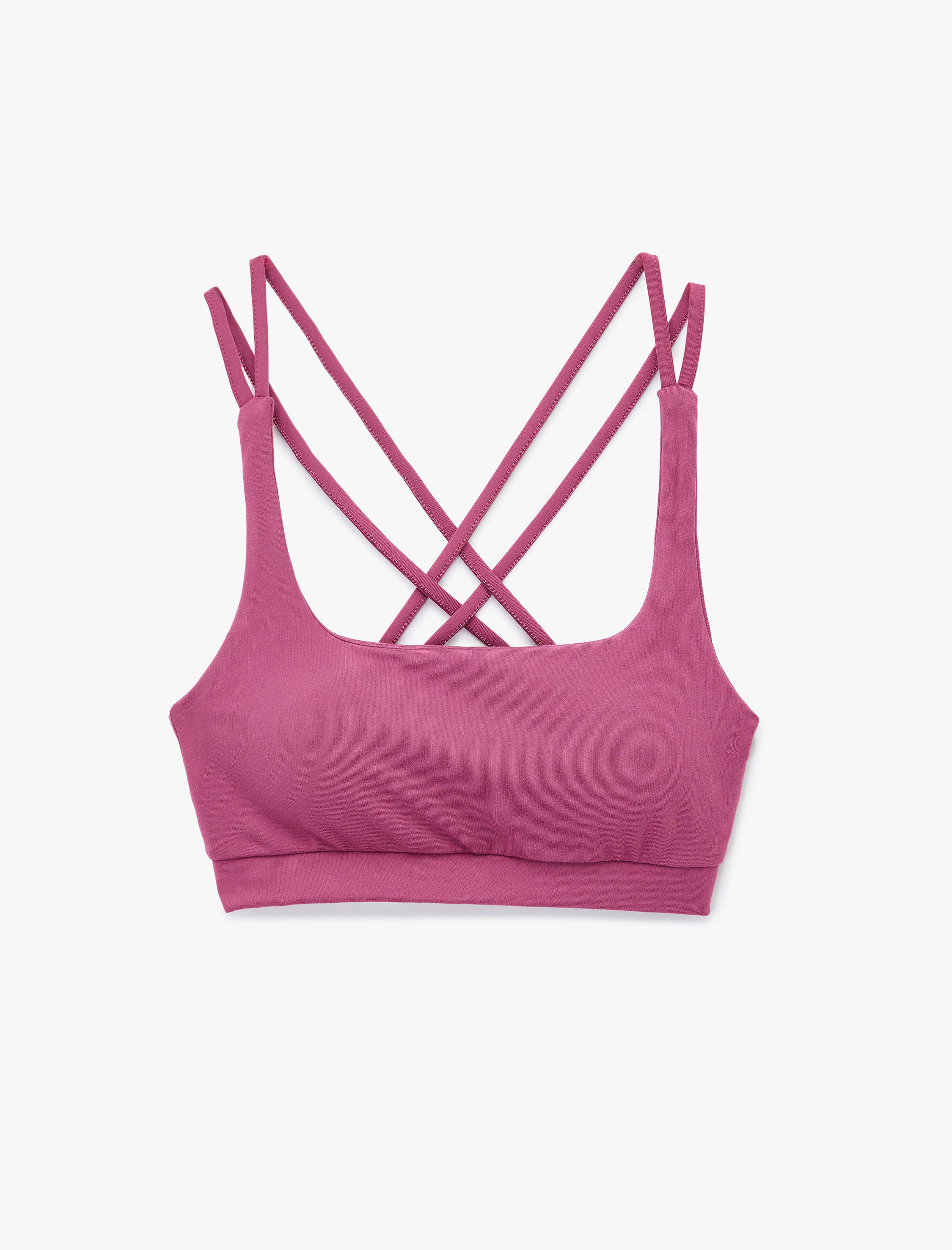   Çapraz Askılı Sırt Detaylı Kaplı Kolsuz Sporcu Sütyeni