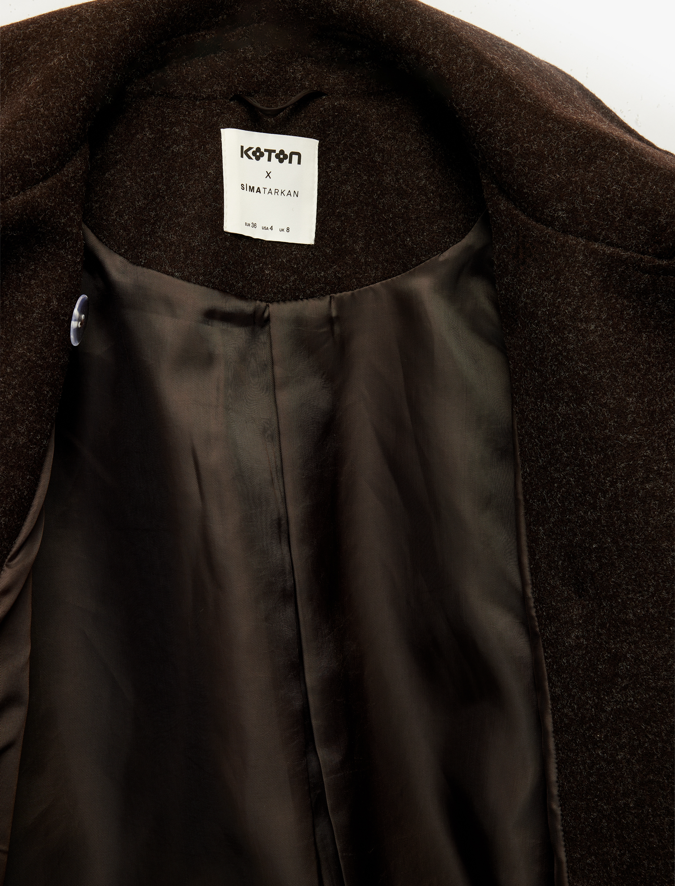   Koton X Sima Tarkan - Kaşe Kısa Kaban Uzun Kollu Kruvaze Kemerli