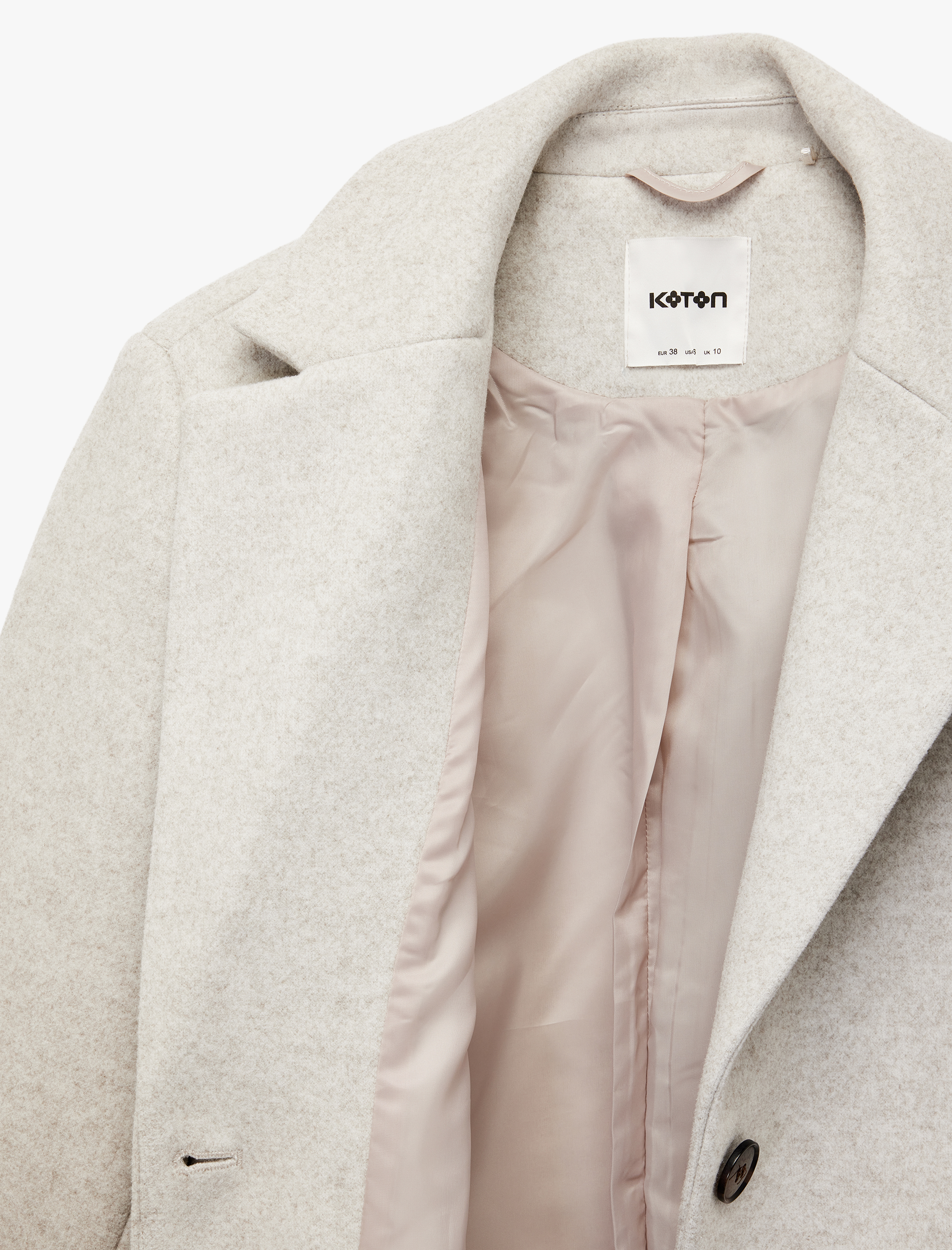   Kuşak Detaylı Uzun Kollu Cepli Kaşe Kaban