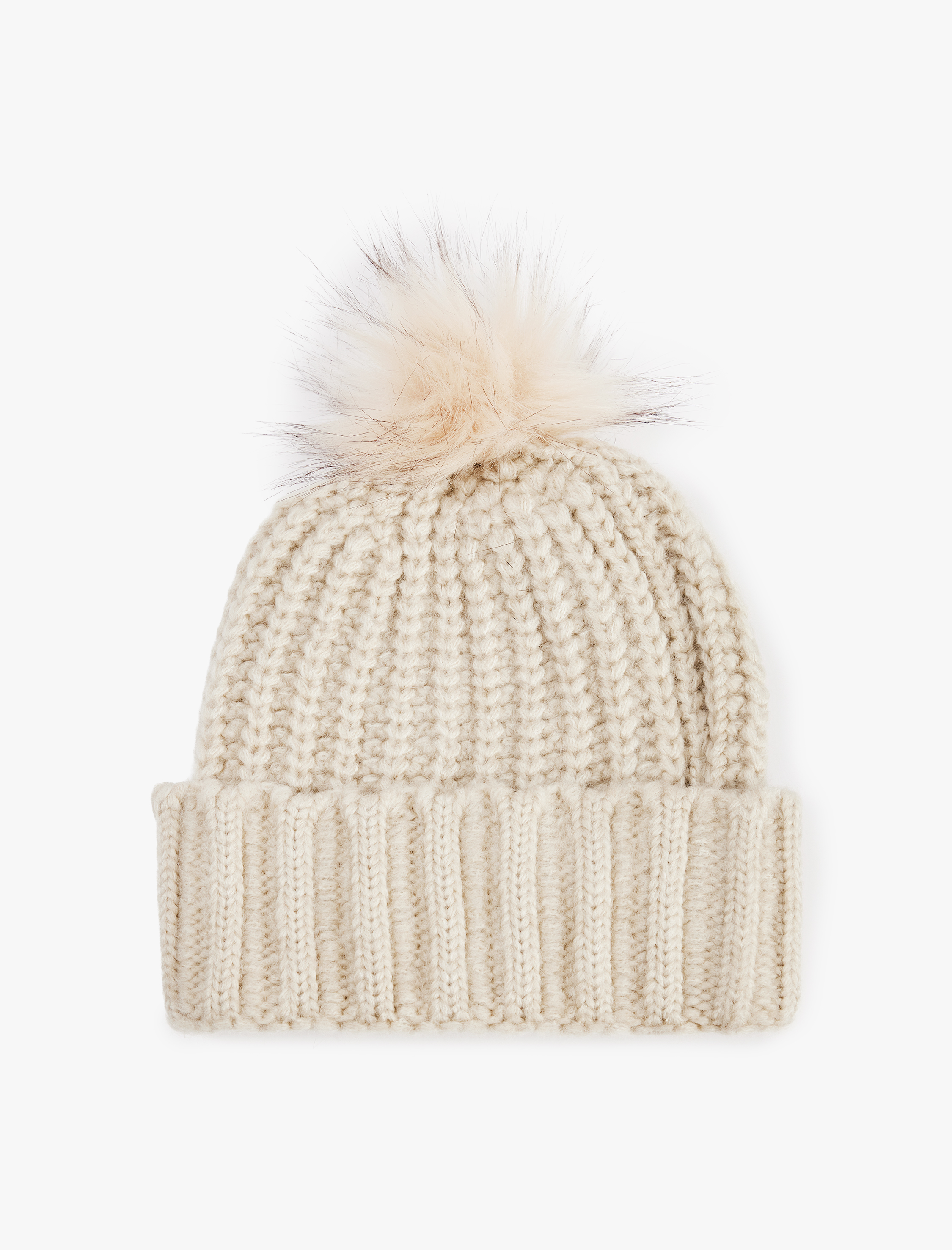  Kadın Katlı Pon Pon Detaylı Örgü Bere