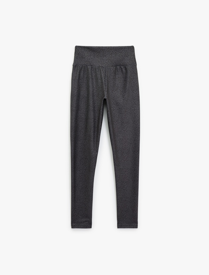  Yüksek Bel Leopar Desenli Spor Tayt