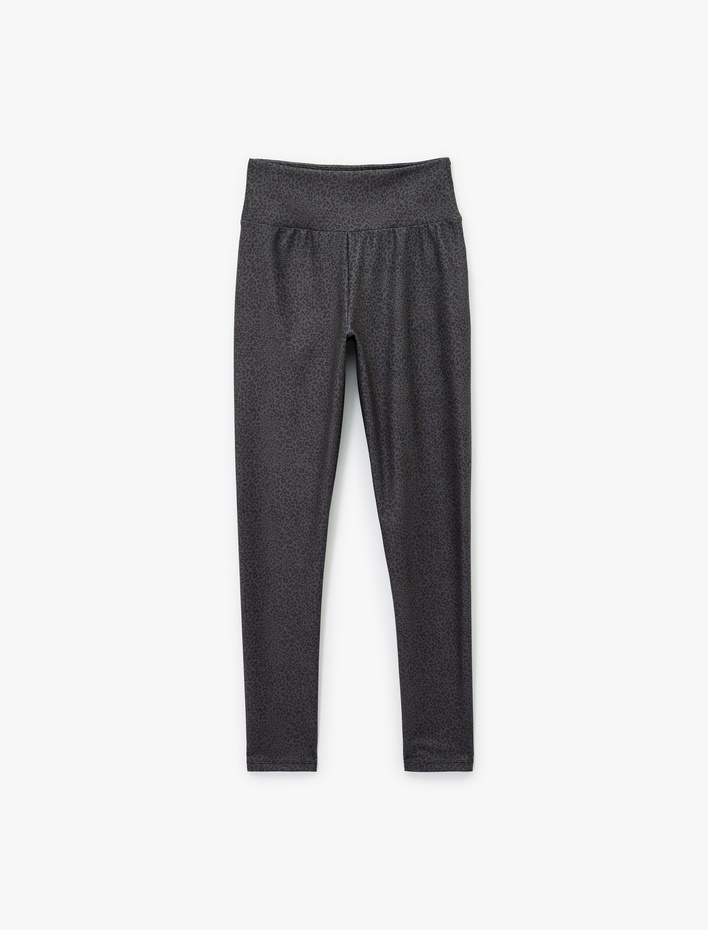  Yüksek Bel Leopar Desenli Spor Tayt