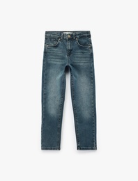 Pamuklu Cep Detaylı Denim Pantolon - Straight Fit