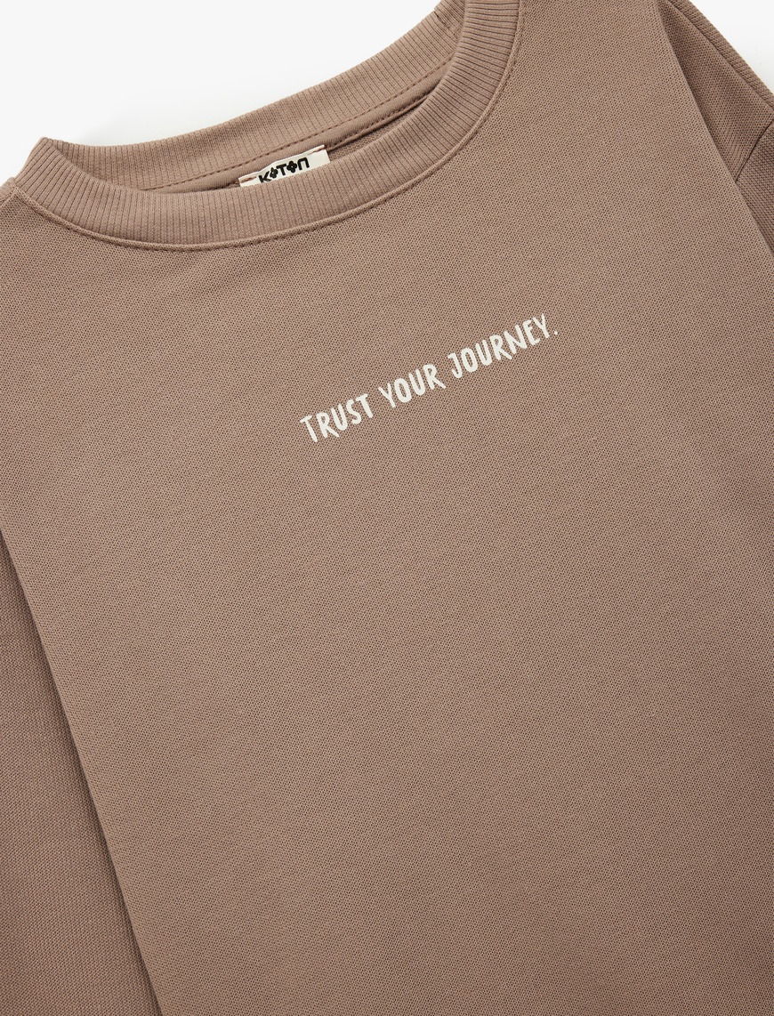  Erkek Çocuk Pamuklu Uzun Kollu Bisiklet Yaka Baskılı Sweatshirt