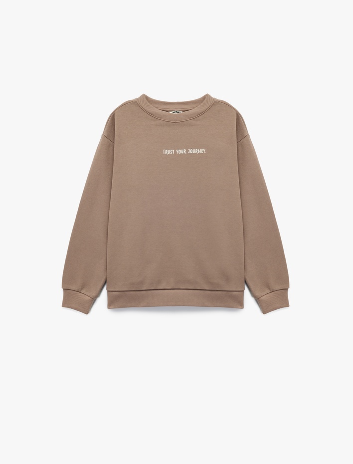 Erkek Çocuk Pamuklu Uzun Kollu Bisiklet Yaka Baskılı Sweatshirt