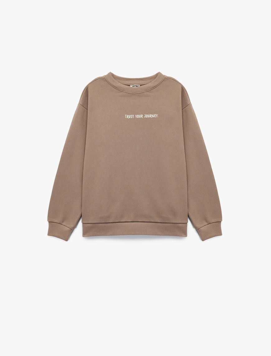  Erkek Çocuk Pamuklu Uzun Kollu Bisiklet Yaka Baskılı Sweatshirt