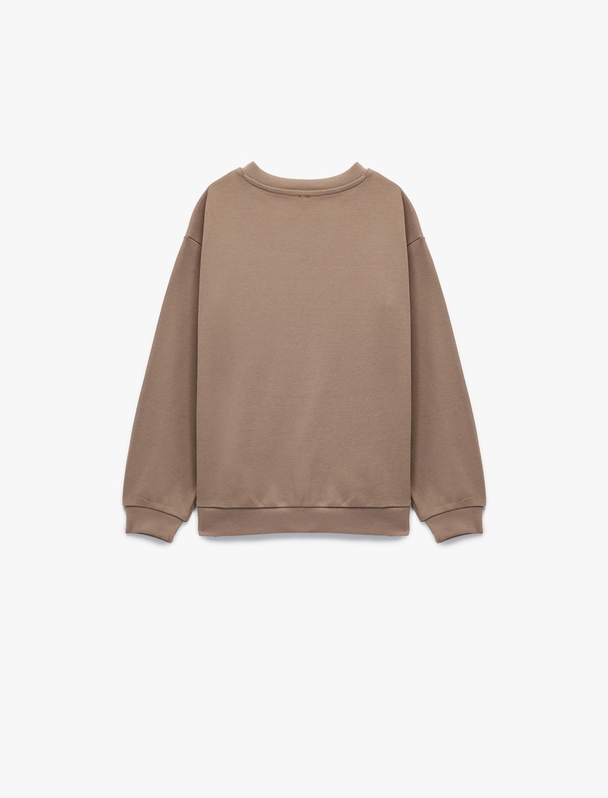  Erkek Çocuk Pamuklu Uzun Kollu Bisiklet Yaka Baskılı Sweatshirt