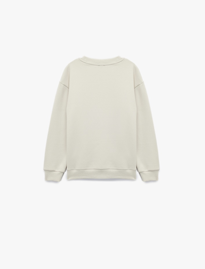 Erkek Çocuk Uzun Kollu Bisiklet Yaka Baskılı Oversize Sweatshirt