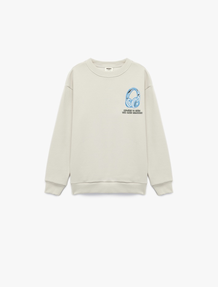 Erkek Çocuk Uzun Kollu Bisiklet Yaka Baskılı Oversize Sweatshirt