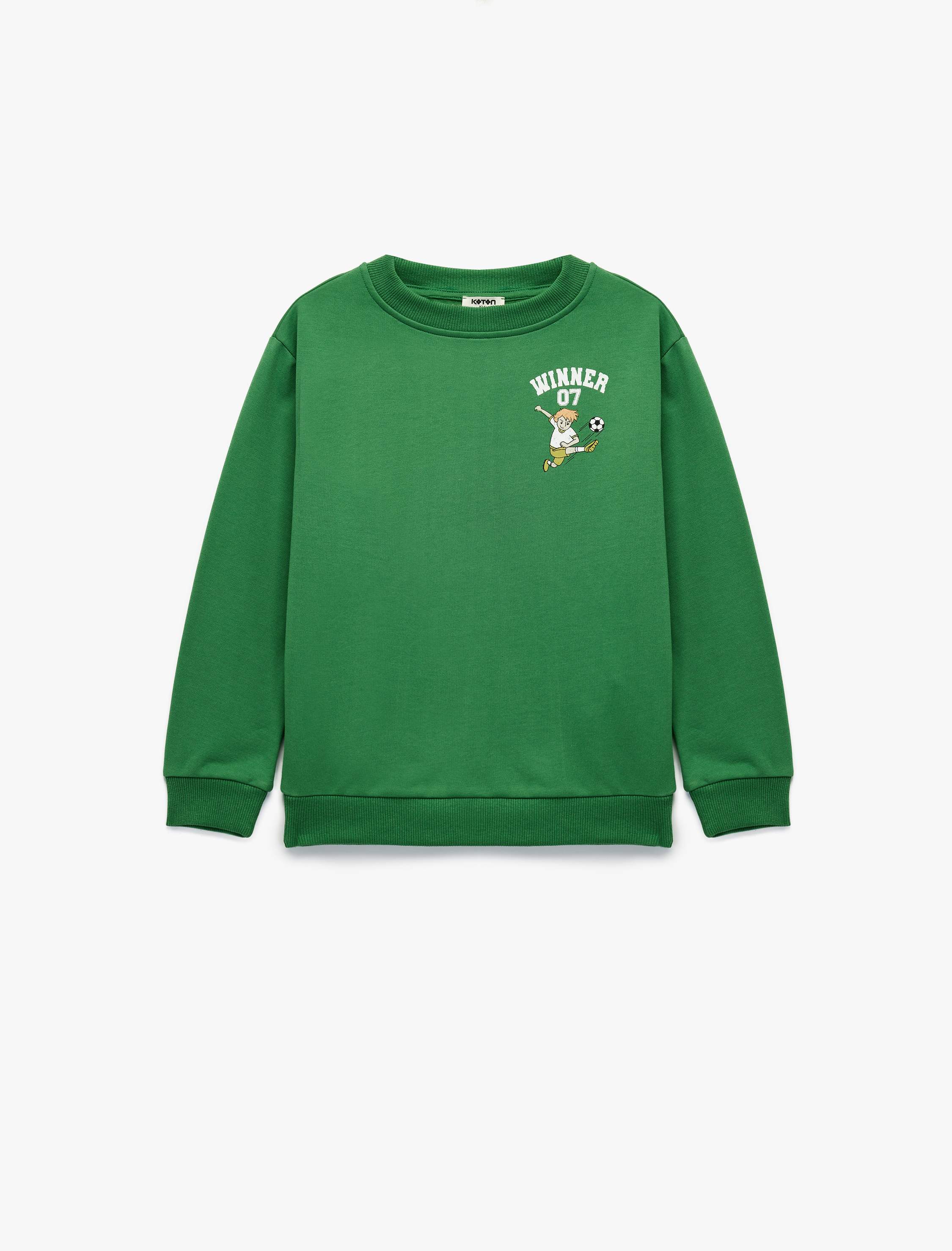  Erkek Çocuk Pamuklu Uzun Kollu Bisiklet Yaka Baskılı Sweatshirt