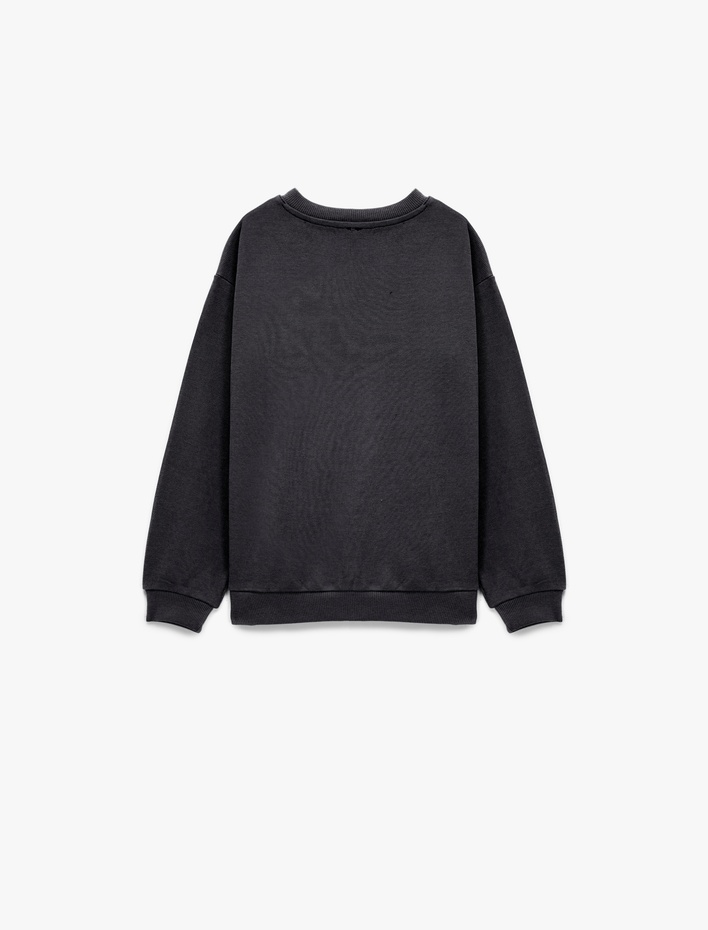 Erkek Çocuk Uzun Kollu Bisiklet Yaka Baskılı Pamuklu Sweatshirt