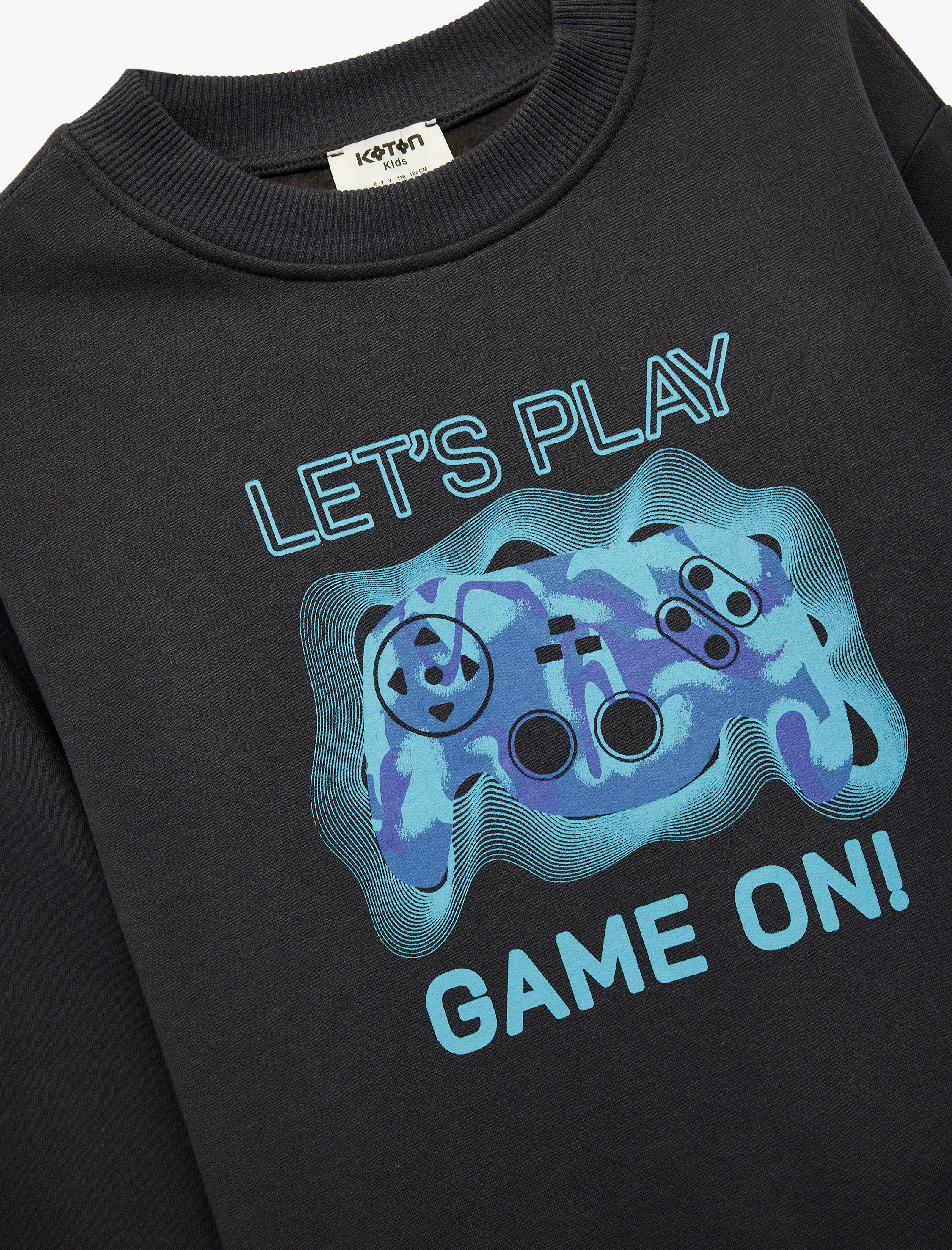  Erkek Çocuk Uzun Kollu Bisiklet Yaka Baskılı Pamuklu Şardonlu Sweatshirt