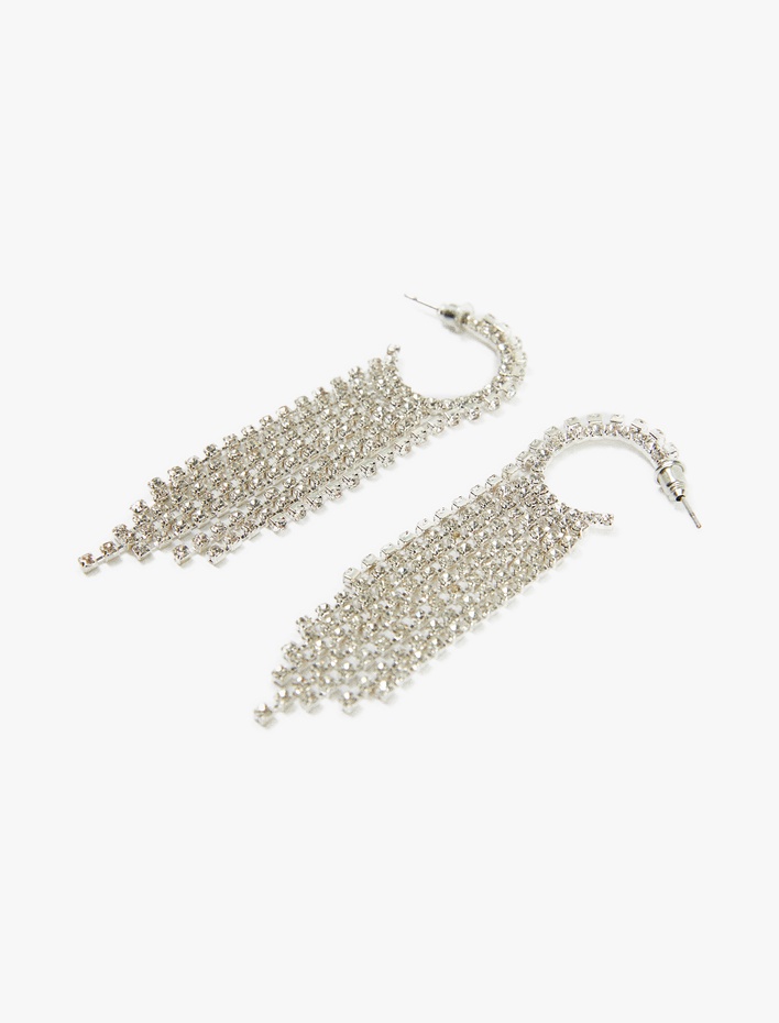 Kadın Sallantılı Taşlı Zincirli Halka Küpe - Koton X Sibil Çetinkaya