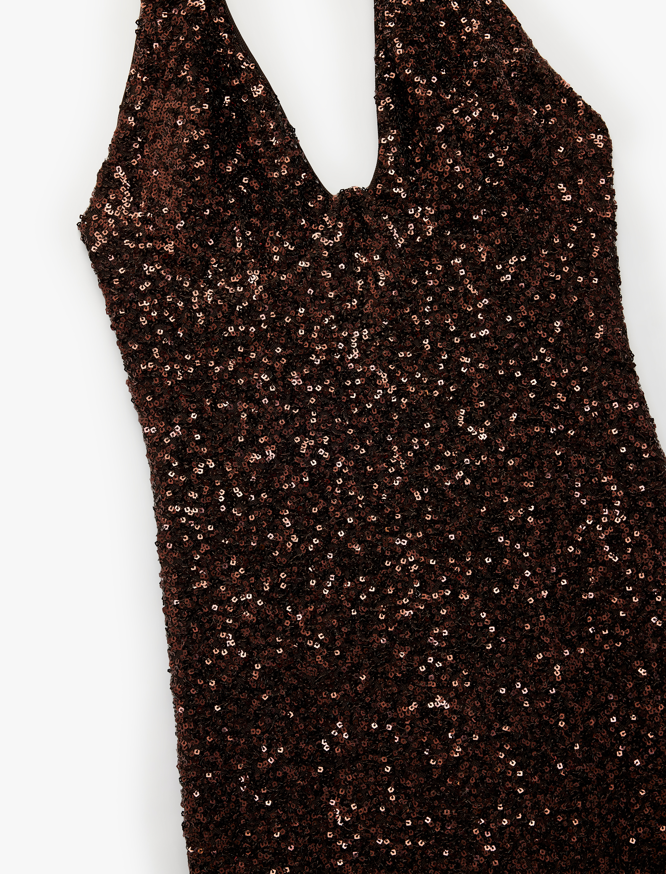   Koton X Sibil Çetinkaya - Derin V Yaka Kolsuz Pullu Payetli Uzun Abiye Elbise