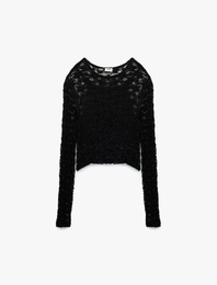 Uzun Kollu Askılı Atlet Detaylı Bisiklet Yaka Bluz