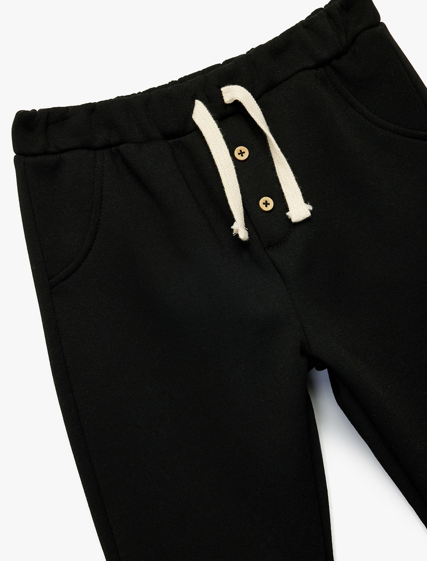  Erkek Bebek Şardonlu Beli Lastikli Düğmeli Basic Jogger Eşofman Altı
