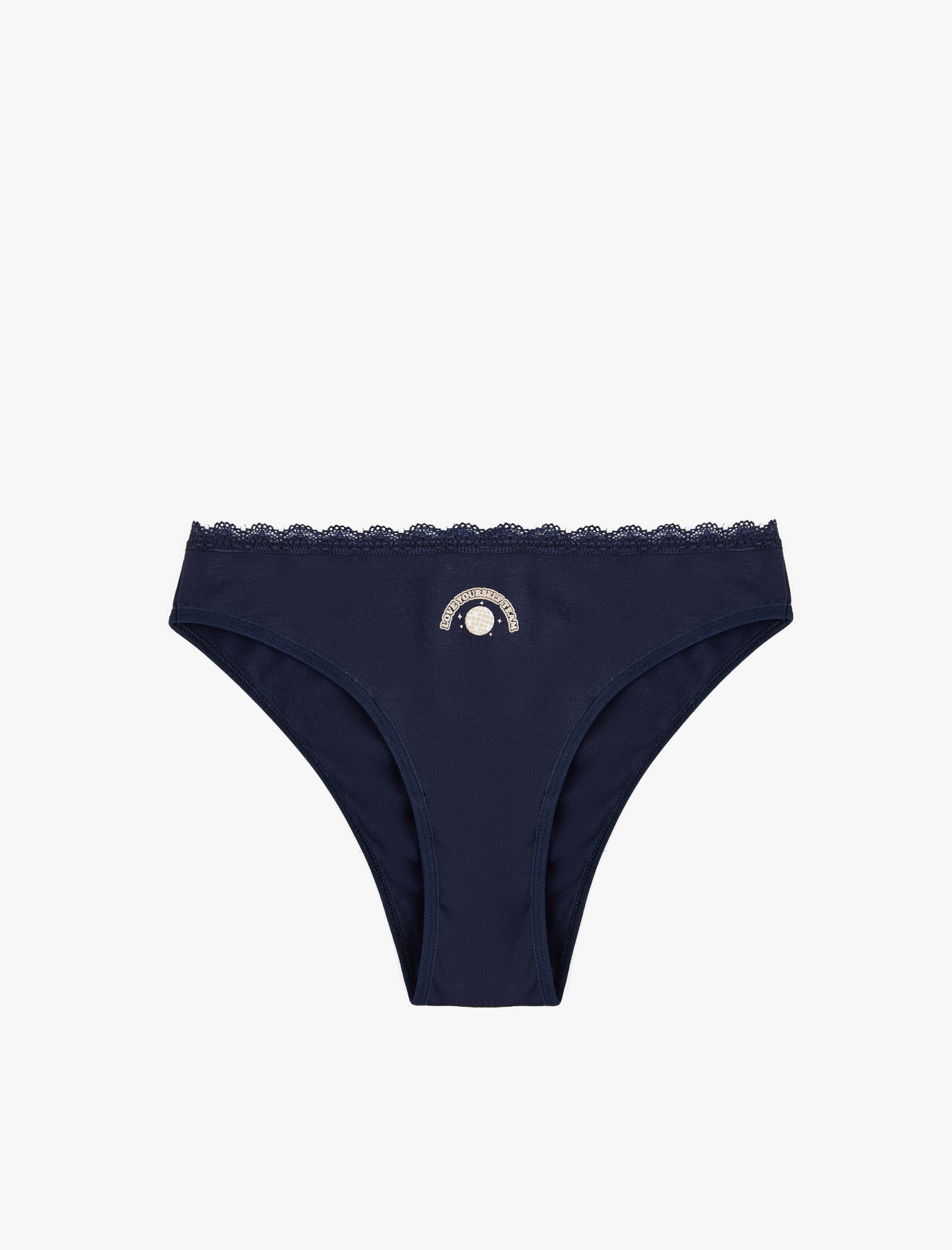 Rahat Kalıp Pamuklu Baskılı Dantel Detaylı String Külot