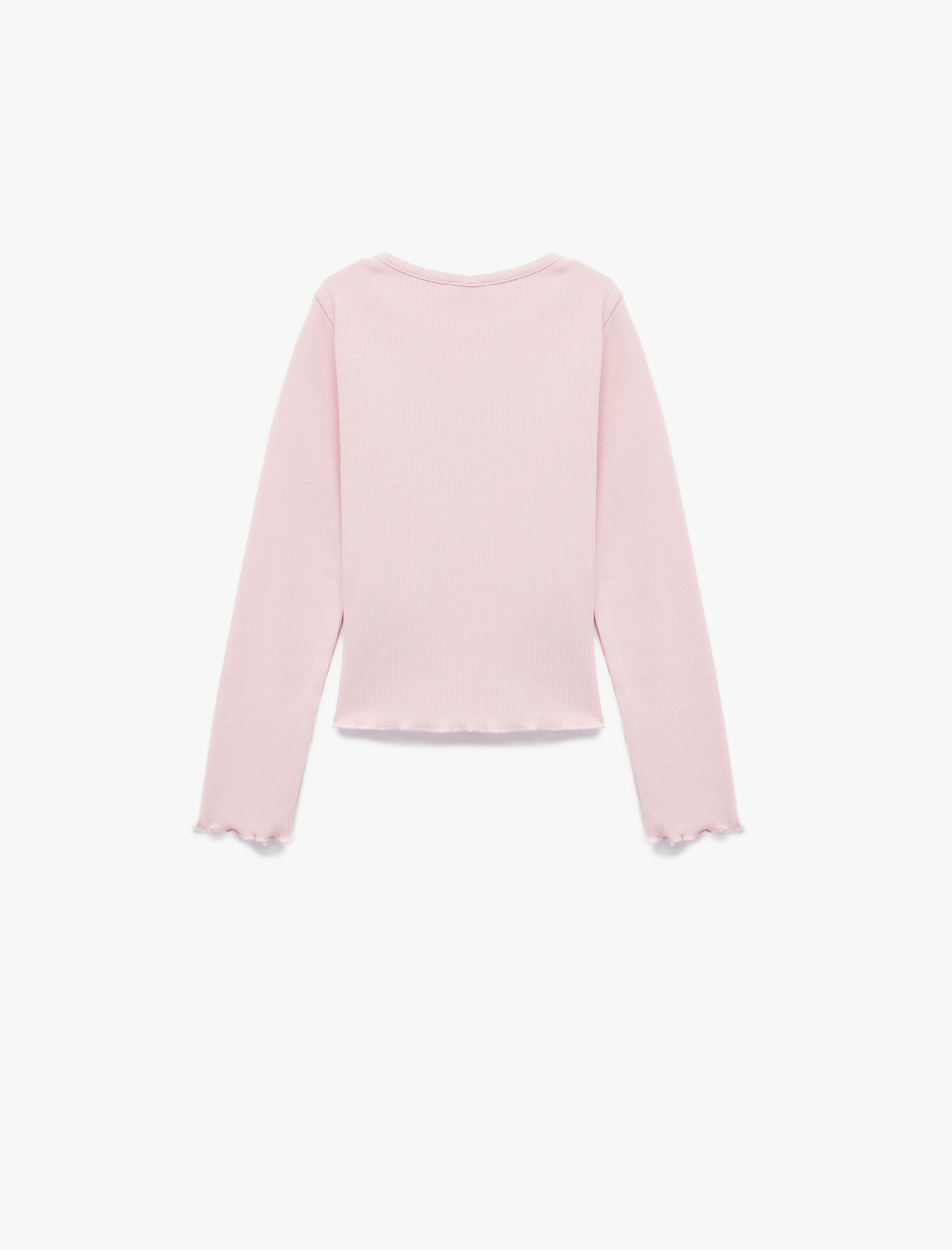  Kız Çocuk Pamuklu Baskılı Uzun Kollu Bisiklet Yaka Tişört