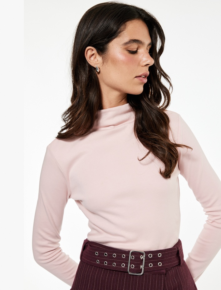  Koton X Sibil Çetinkaya - Pamuklu Slim Fit Uzun Kollu Dik Yaka Body