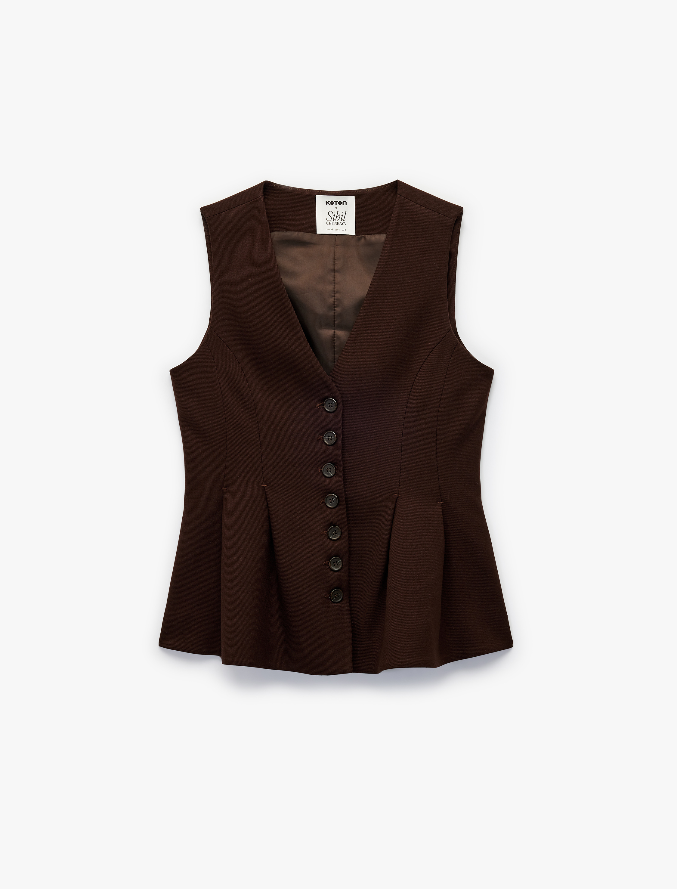   Koton X Sibil Çetinkaya - Düğmeli V Yaka Peplum Blazer Yelek