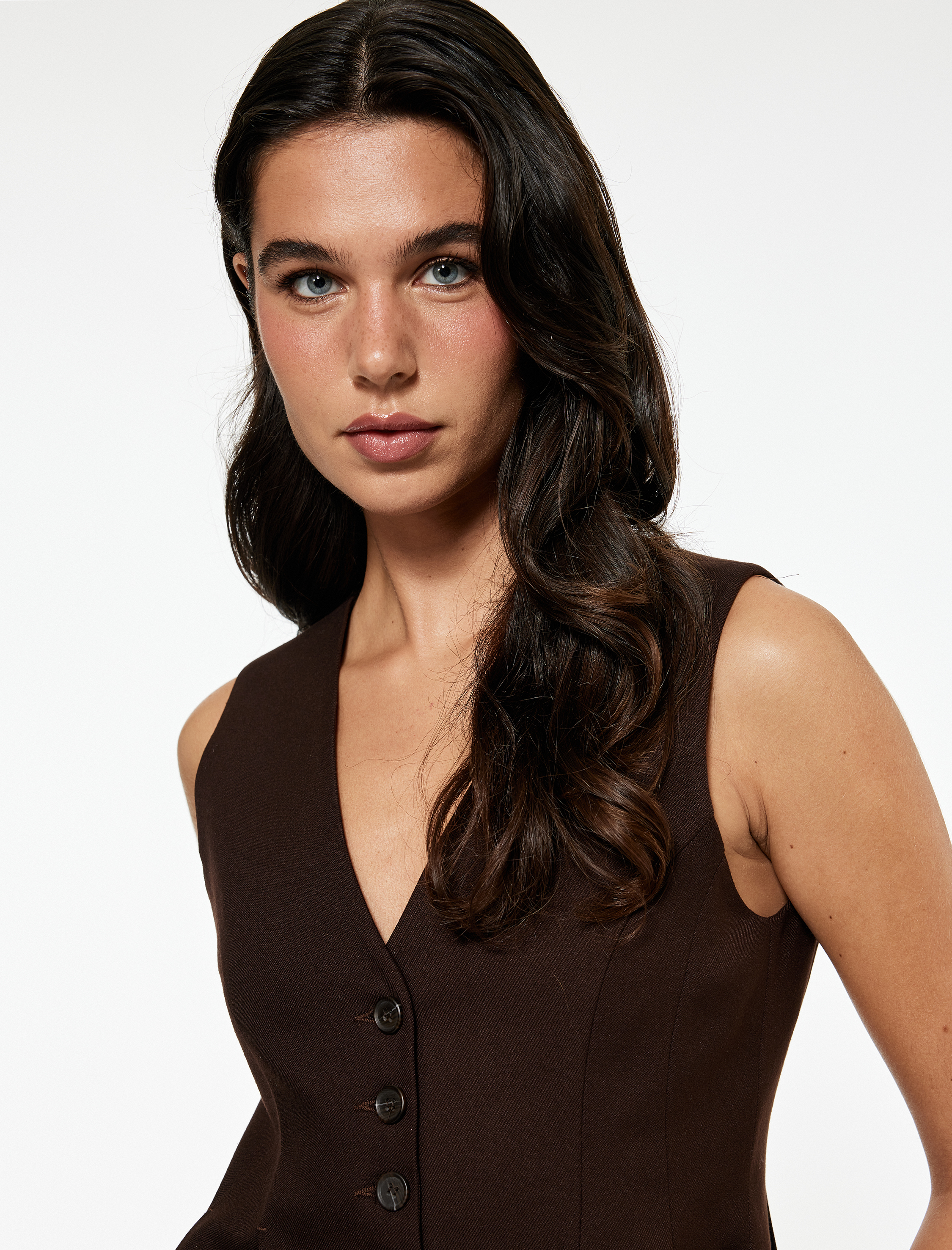   Koton X Sibil Çetinkaya - Düğmeli V Yaka Peplum Blazer Yelek