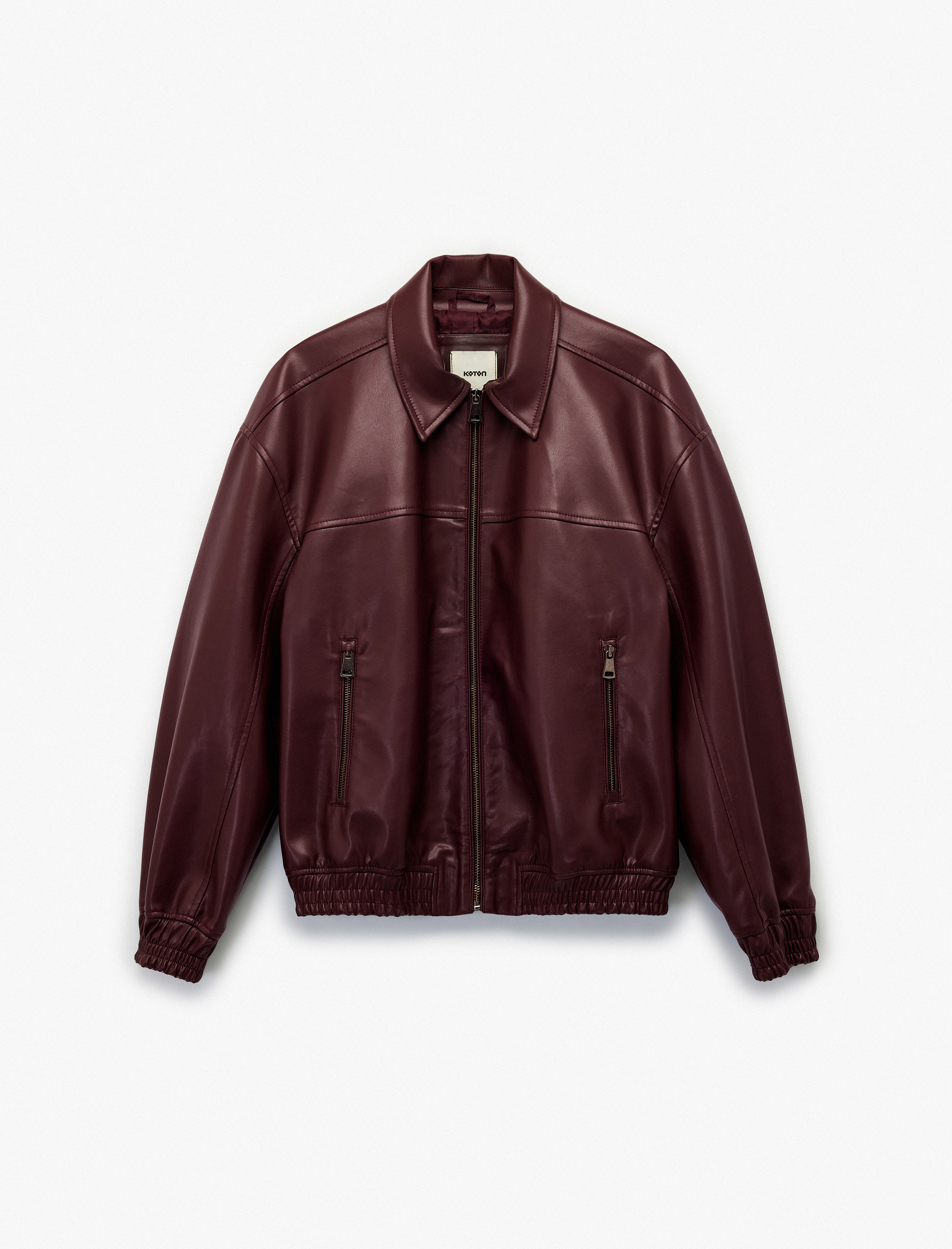   Koton X Sibil Çetinkaya - Cepli Fermuarlı Uzun Kollu Suni Deri Bomber Ceket