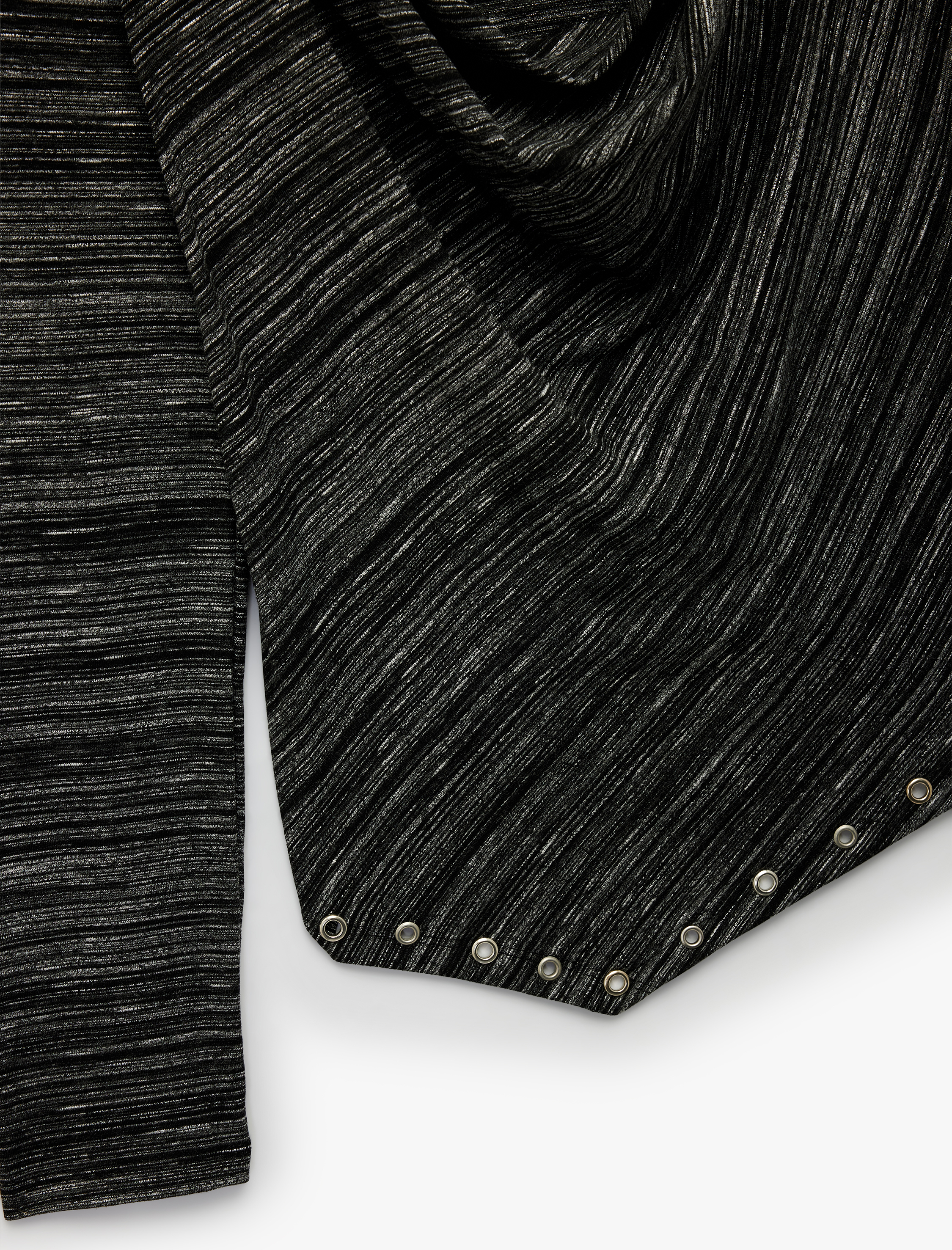   Koton X Sibil Çetinkaya - Uzun Kollu Kuş Gözü Detaylı Asimetrik Degaje Yaka Bluz