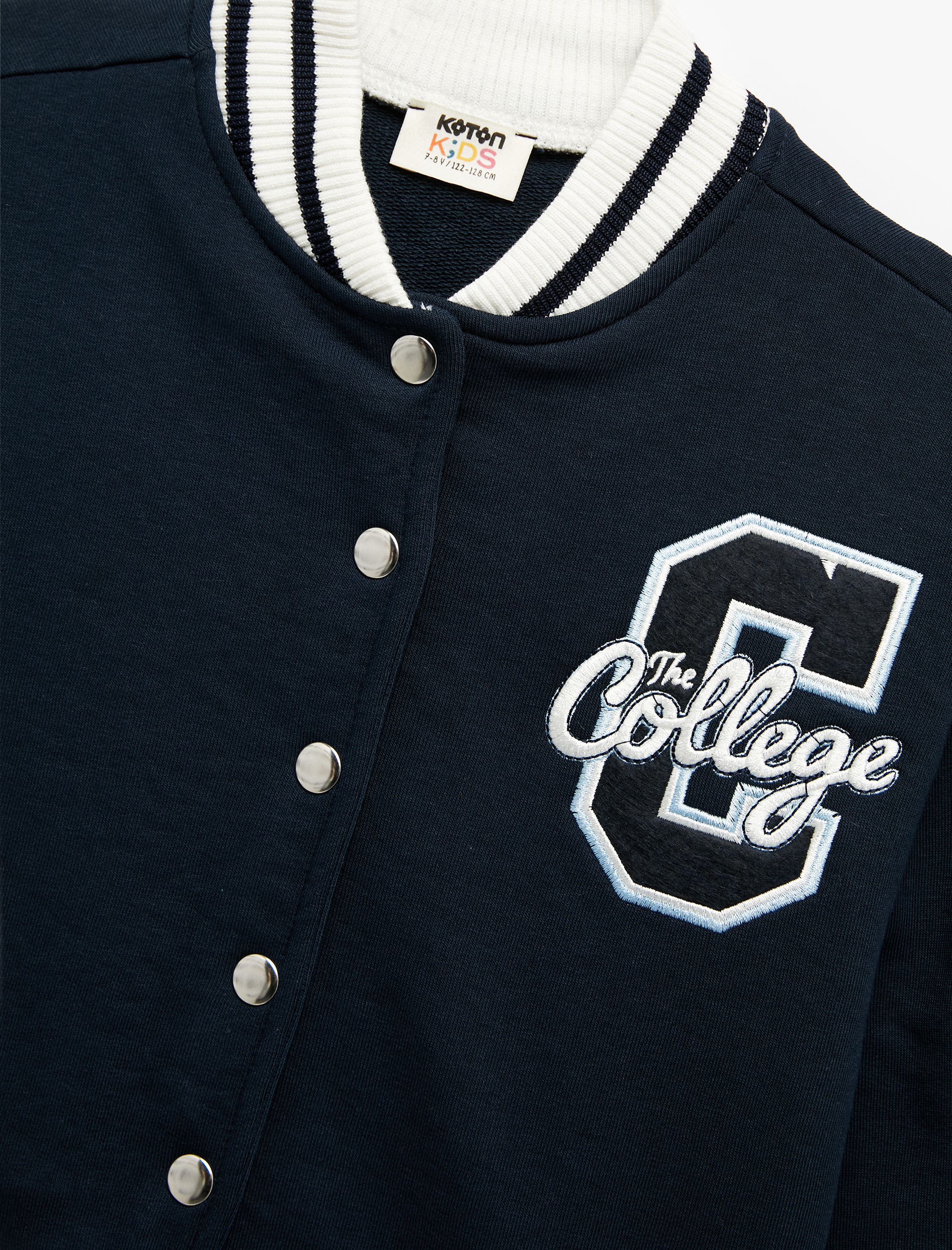  Kız Çocuk Uzun Kollu İşlemeli Kolej Yaka Şardonlu Bomber Okul Ceketi