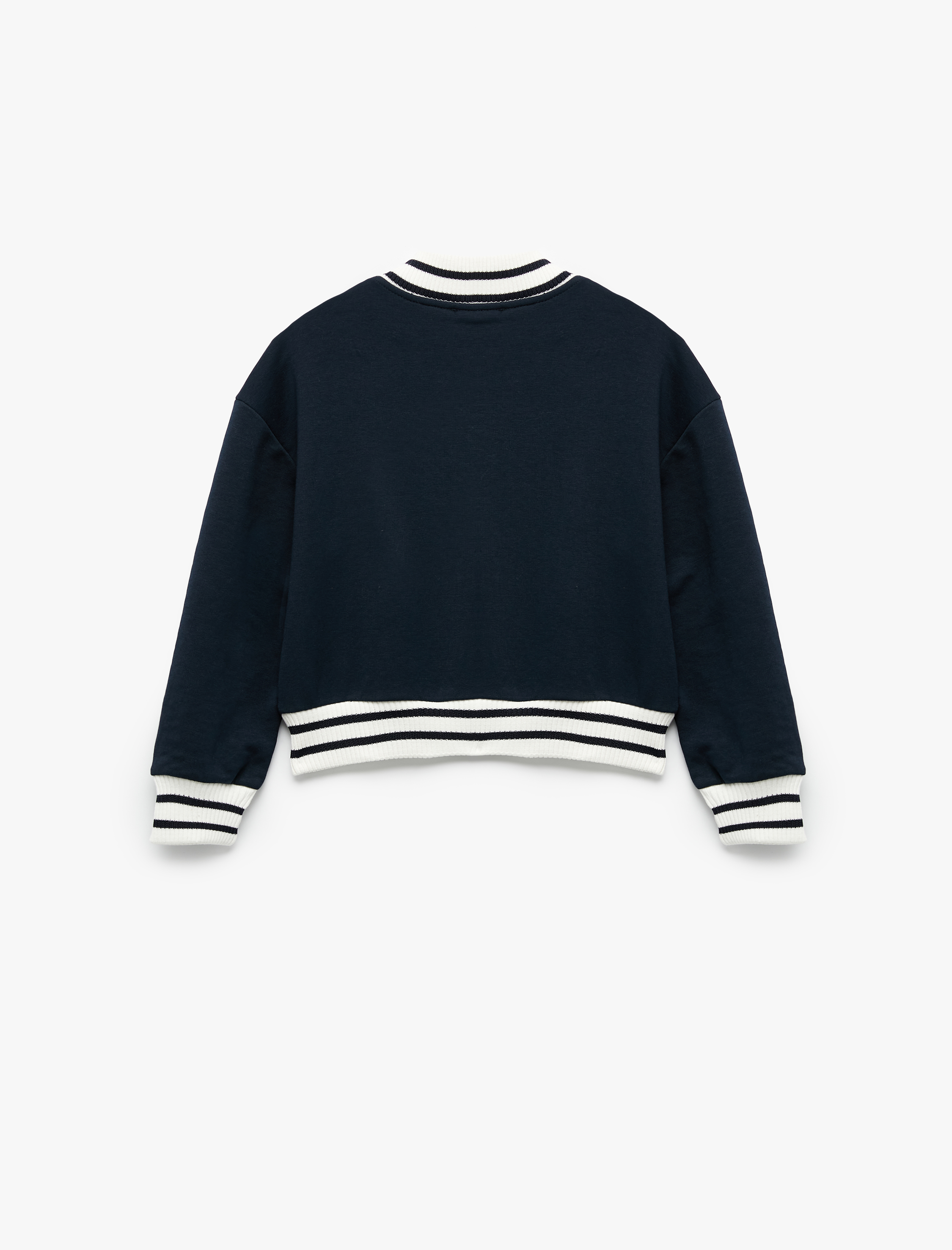  Kız Çocuk Uzun Kollu İşlemeli Kolej Yaka Şardonlu Bomber Okul Ceketi