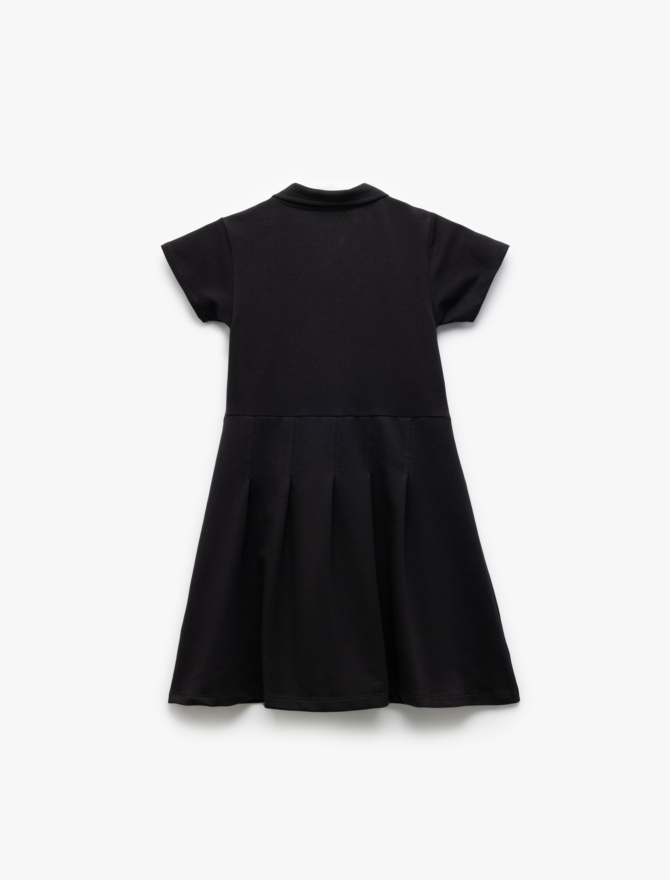  Kız Çocuk Kısa Kollu Düğme Kapamalı Pamuklu Okul Gömlek Elbise