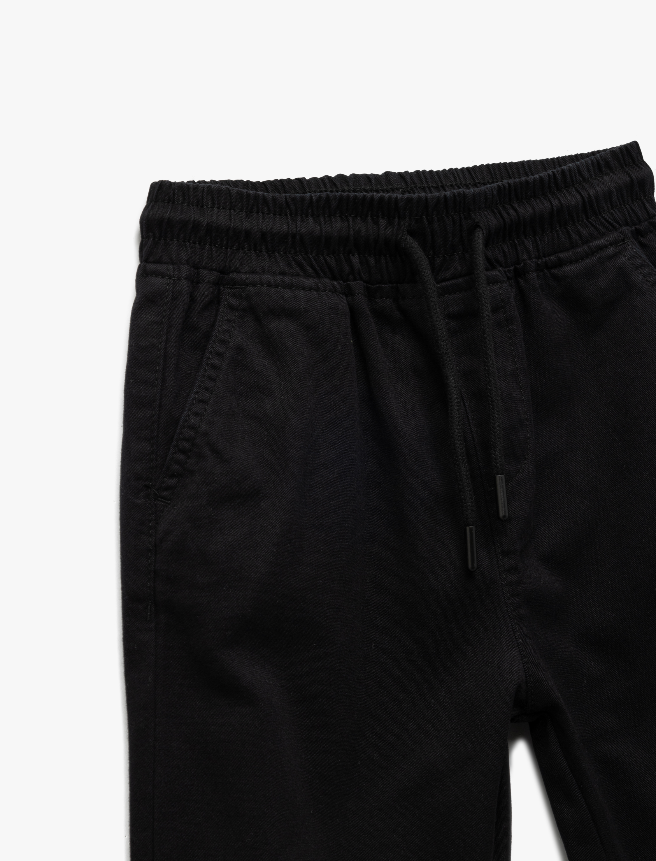  Erkek Çocuk Beli Bağcıklı Cep Detaylı Pamuklu Gabardin Jogger Pantolon