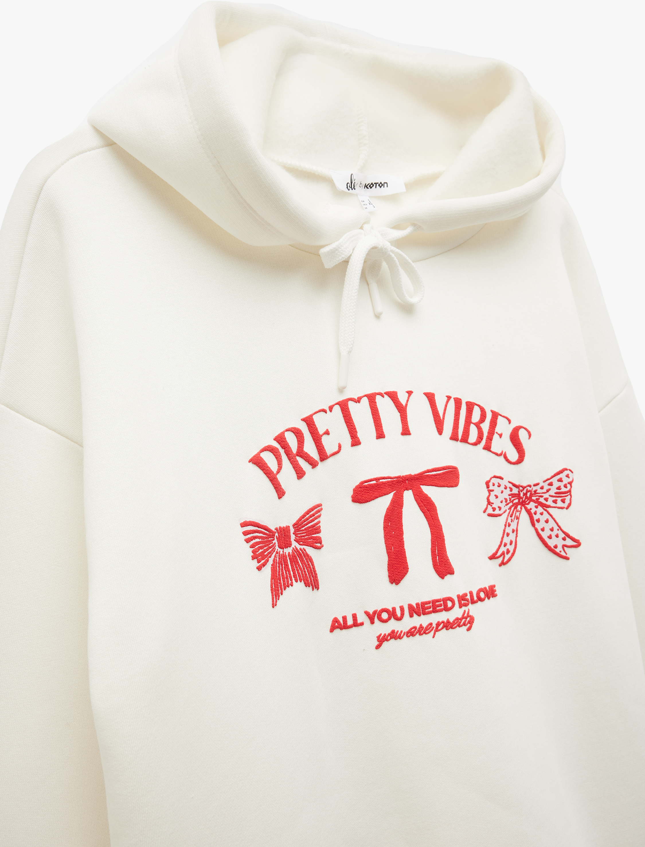   Baskılı Üç İplik Şardonlu Kapüşonlu Oversize Sweatshirt