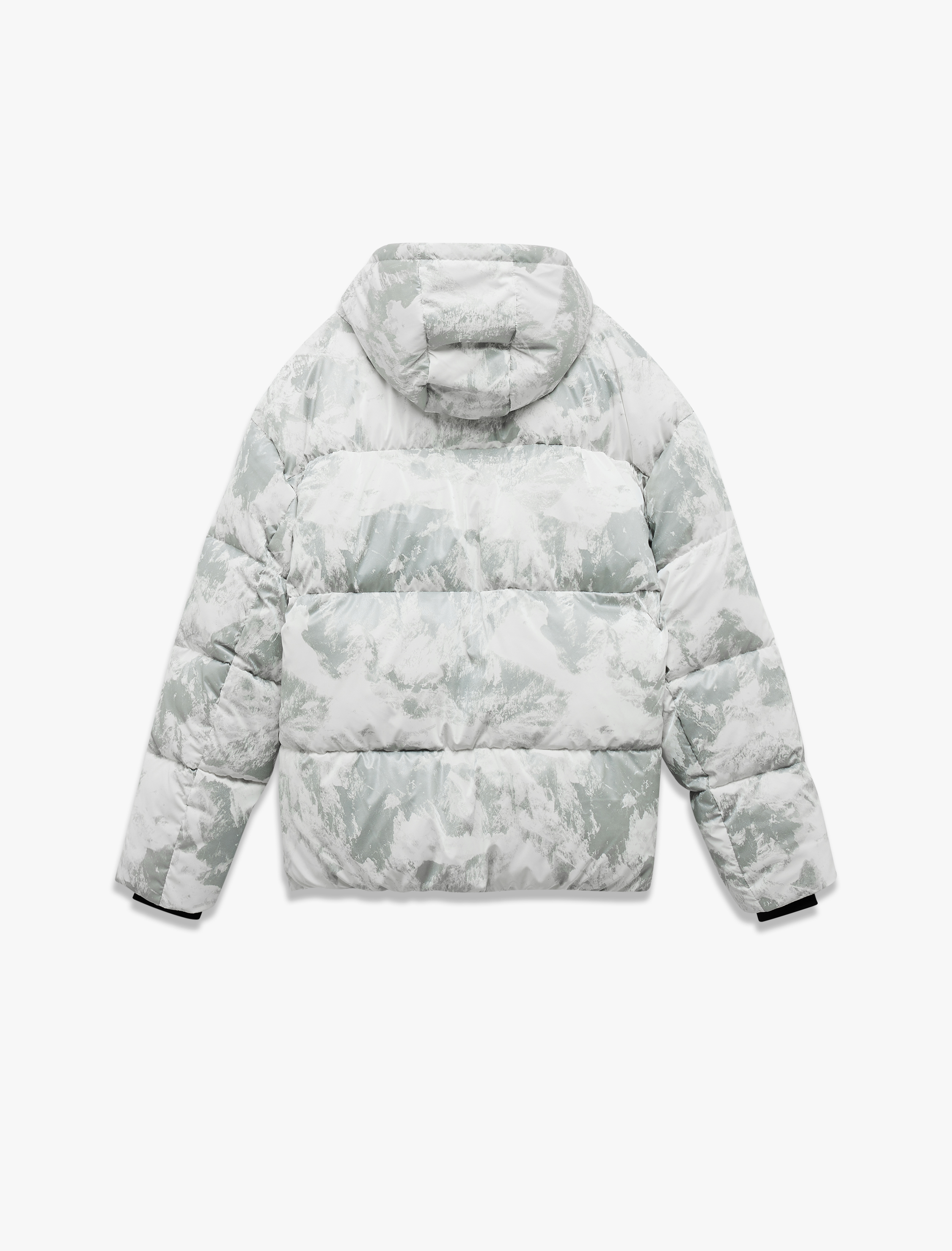   Fermuarlı Cep Detaylı Desenli Baskılı Kapşonlu Kışlık Şişme Mont