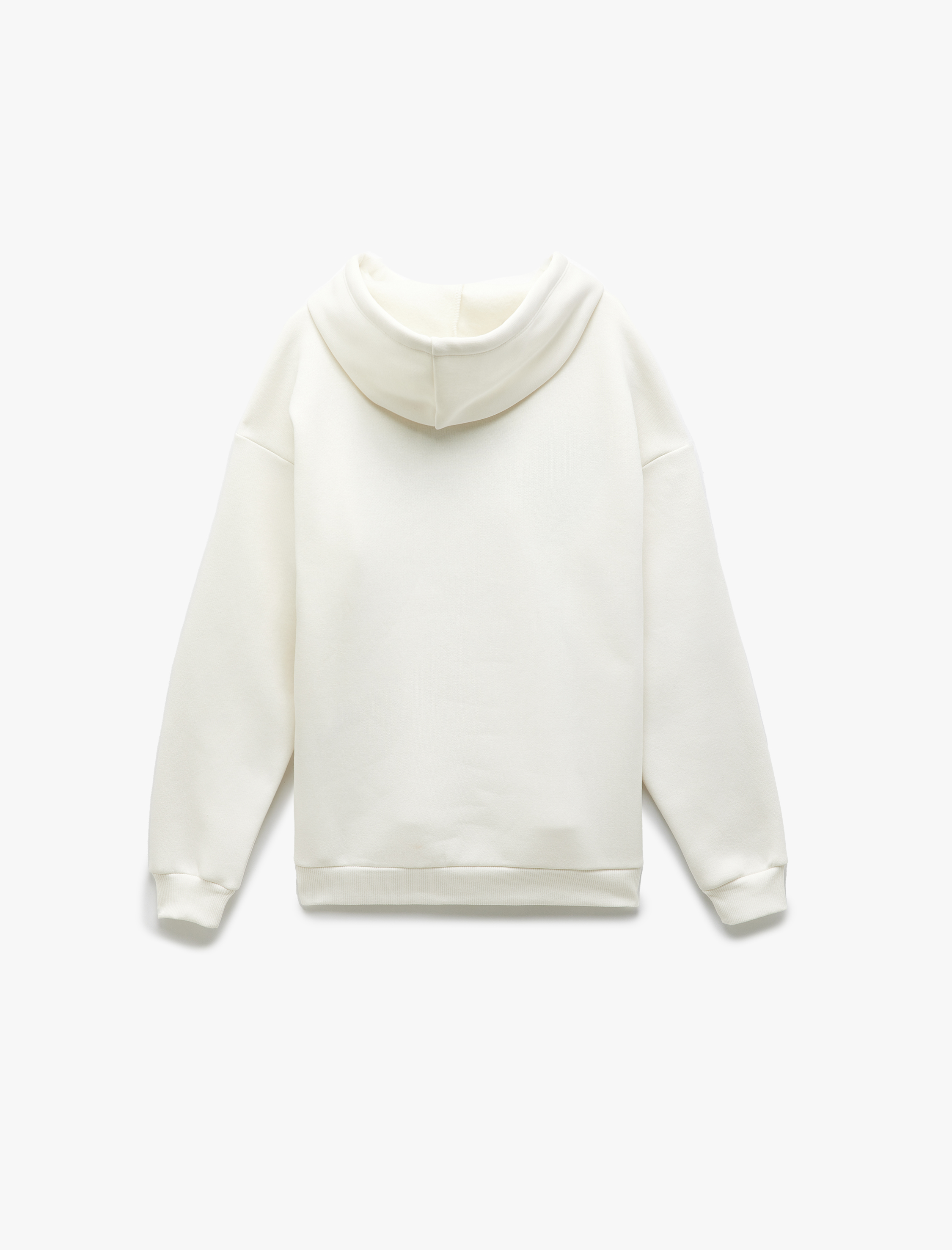 Üç İplik Şardonlu Kolej Nakış Detaylı Kapüşonlu Oversize Sweatshirt