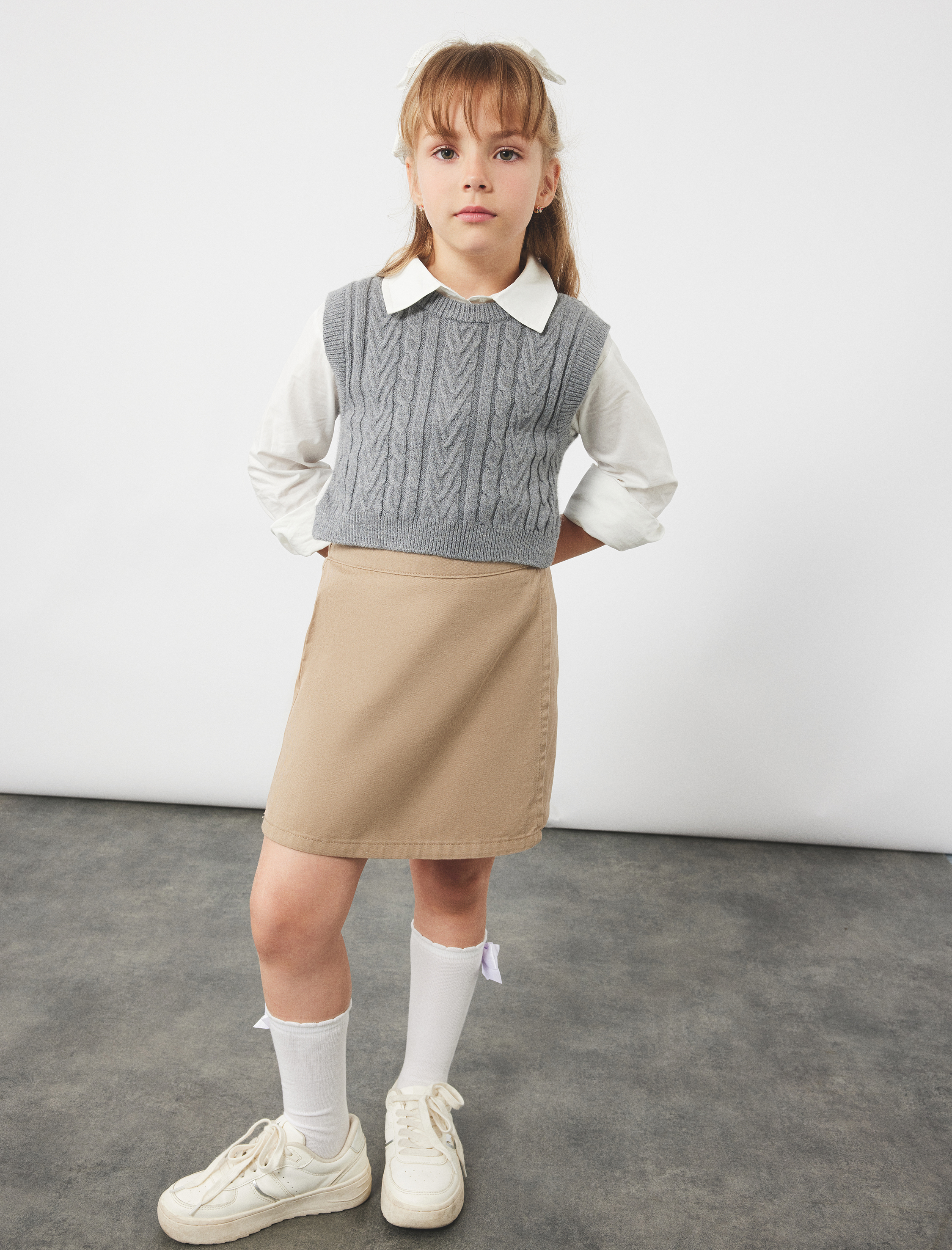  Kız Çocuk Pamuklu Gabardin Şort Etek