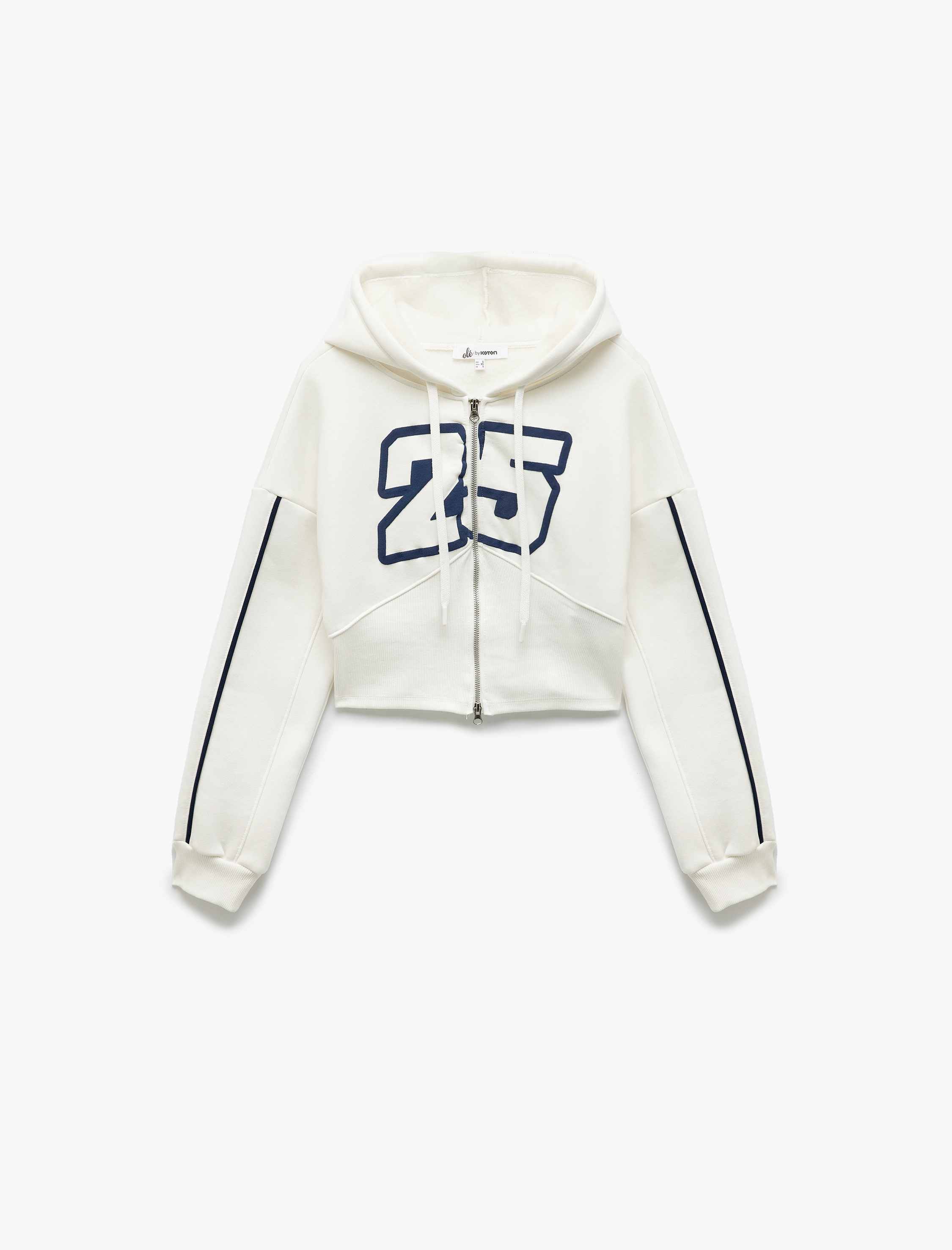   Şardonlu Fermuarlı Korse Detaylı Baskılı Kapüşonlu Sweatshirt