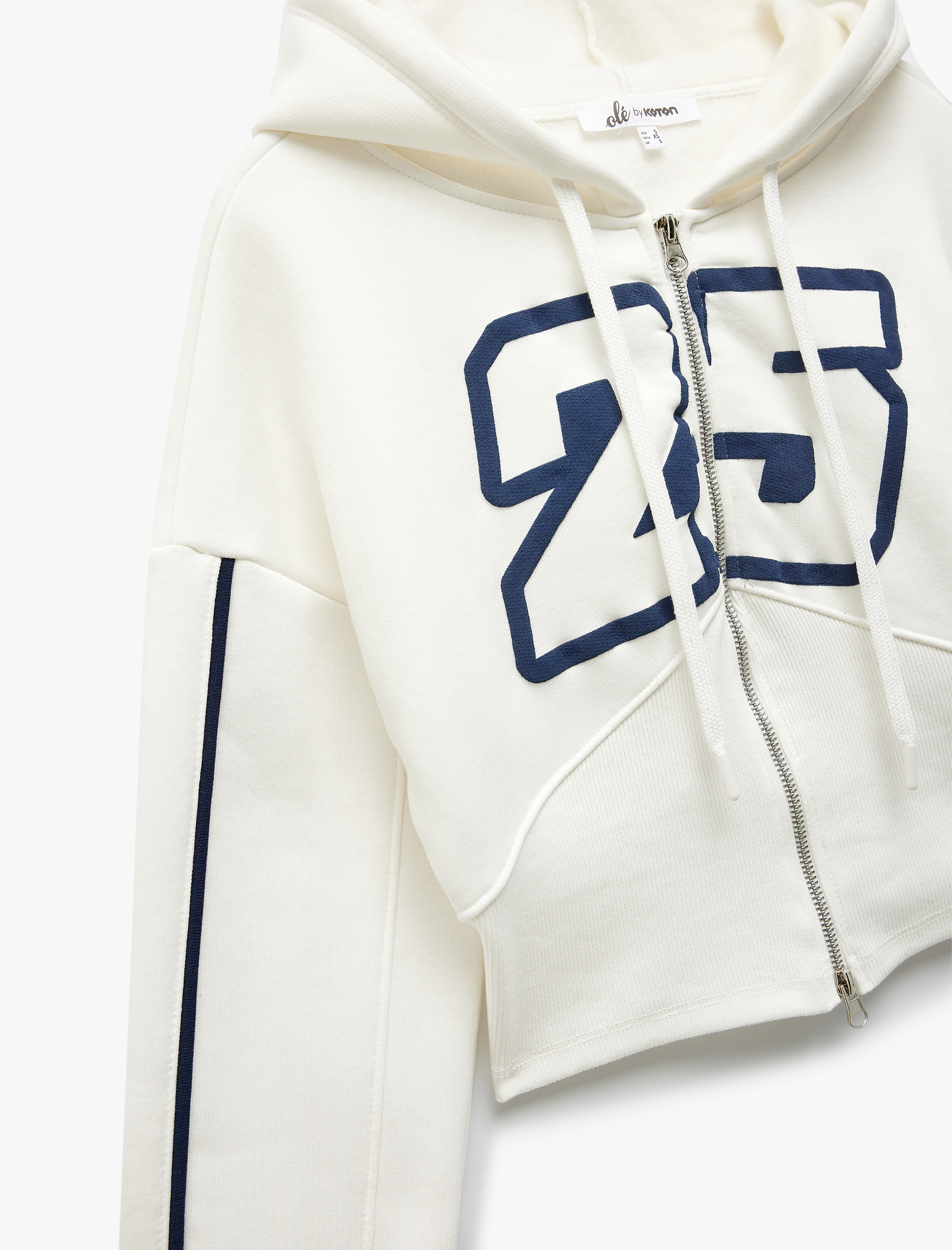   Şardonlu Fermuarlı Korse Detaylı Baskılı Kapüşonlu Sweatshirt