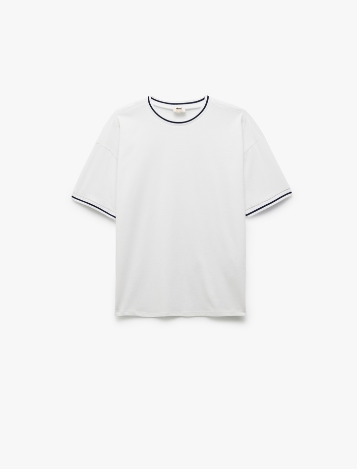 Erkek Çocuk Pamuklu Biyeli Bisiklet Yaka Kısa Kollu Basic Okul Tişörtü