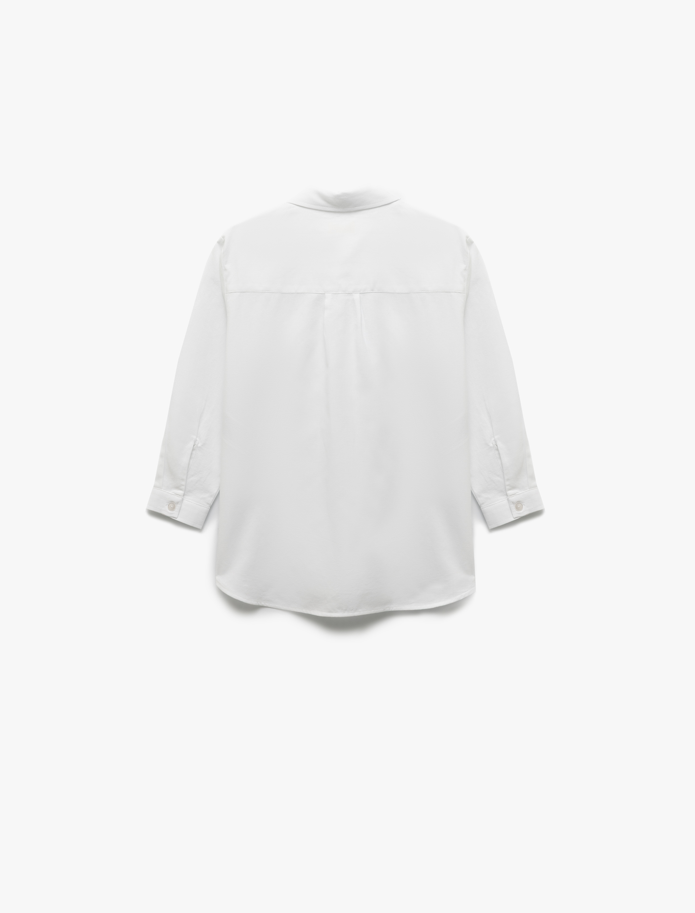 Kız Çocuk Pamuklu Uzun Kollu Cep Detaylı Basic Okul Gömleği