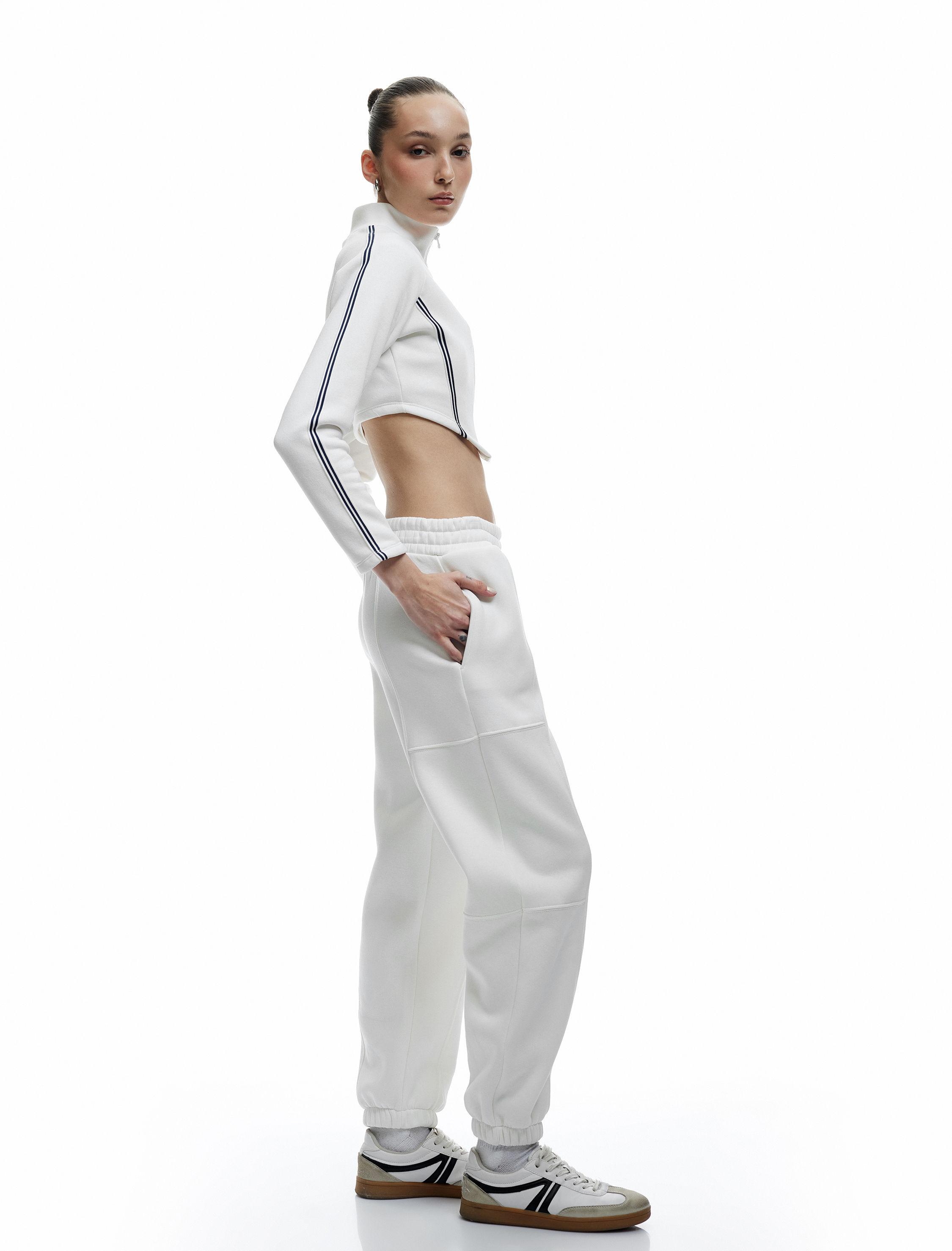   Üç İplik Şardonlu Cep Detaylı Yüksek Bel Jogger Eşofman Altı