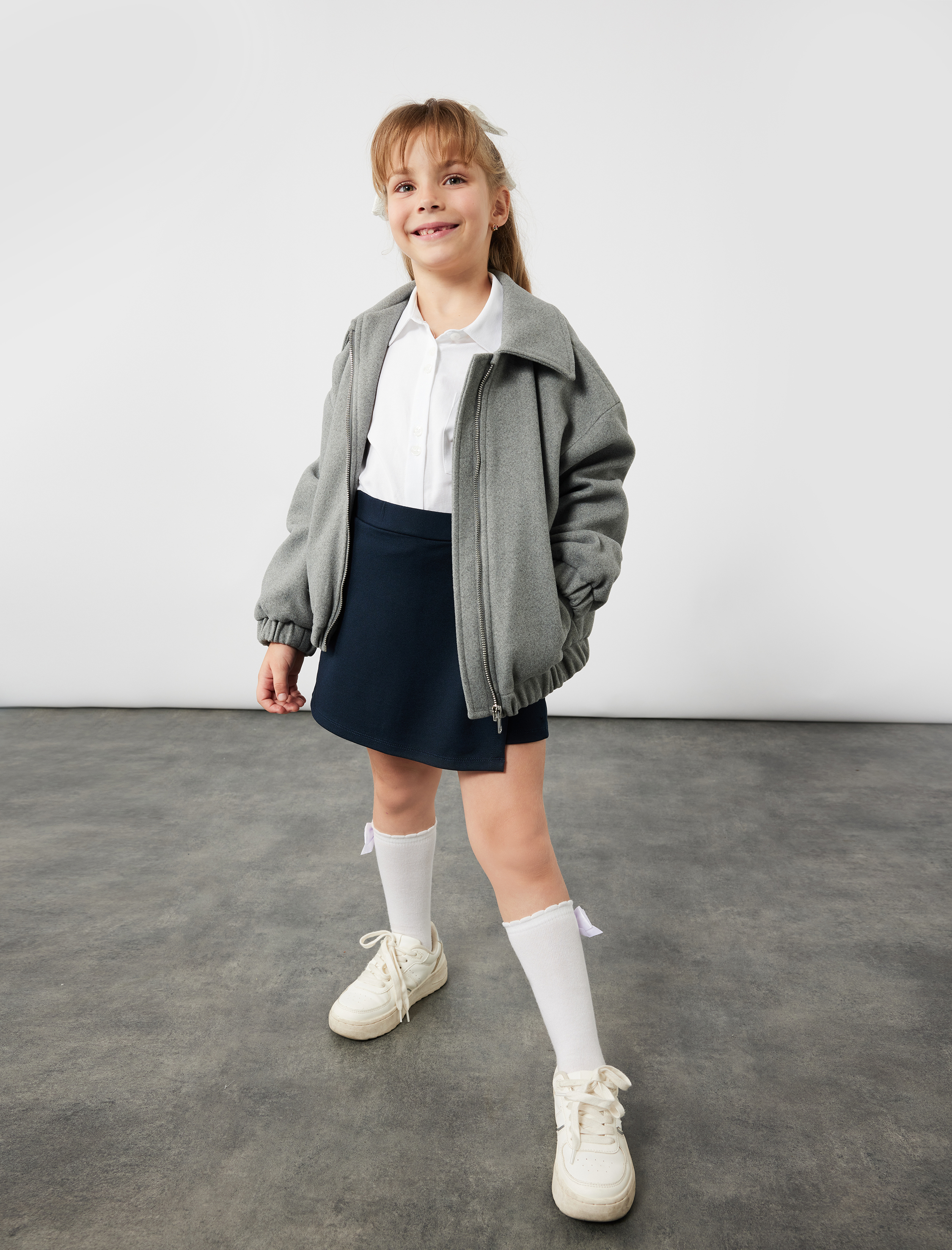 Kız Çocuk Beli Lastikli Viskon Karışımlı Basic Okul Şort Eteği