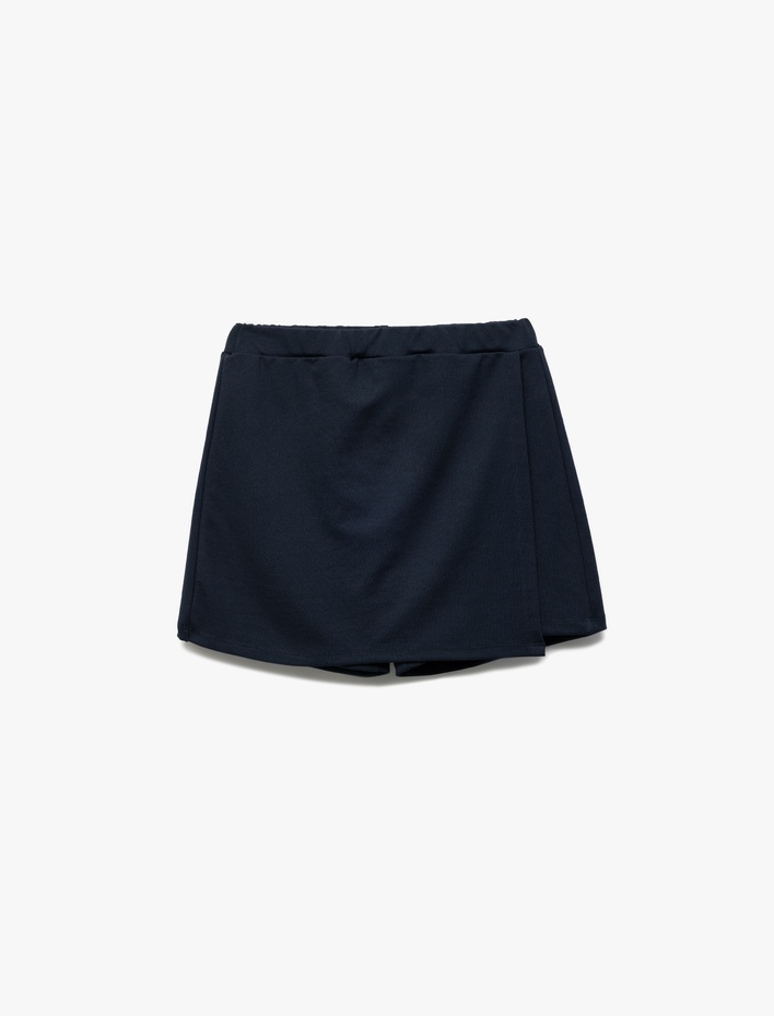 Kız Çocuk Beli Lastikli Viskon Karışımlı Basic Okul Şort Eteği