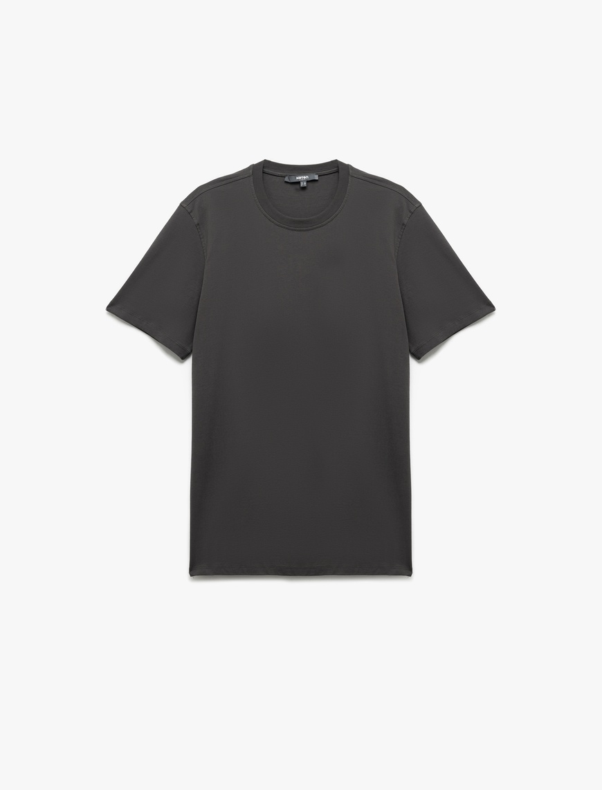   Pamuklu Kısa Kollu Bisiklet Yaka Slim Fit Erkek Basic Tişört