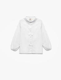 Pamuklu Uzun Kollu Fiyonk Detaylı Bebe Yaka Okul Gömleği