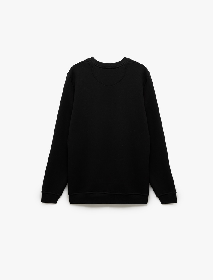  Pamuklu Uzun Kollu Şardonlu Bisiklet Yaka Erkek Basic Sweatshirt
