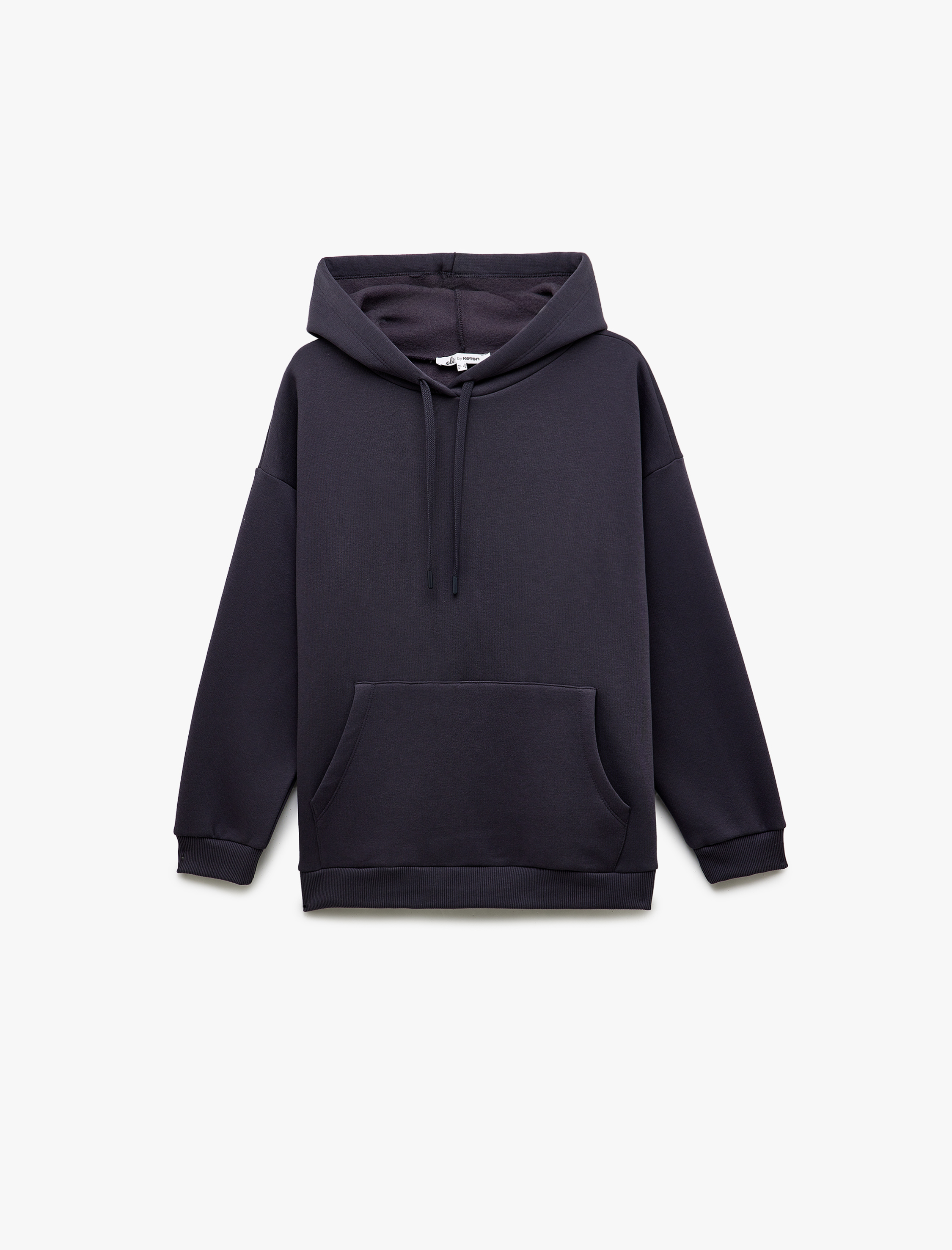   Üç İplik Şardonlu Kanguru Cepli Basic Kapüşonlu Sweatshirt