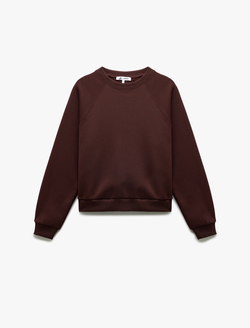   Üç İplik Şardonlu Dikiş Detaylı Bisiklet Yaka Oversize Sweatshirt